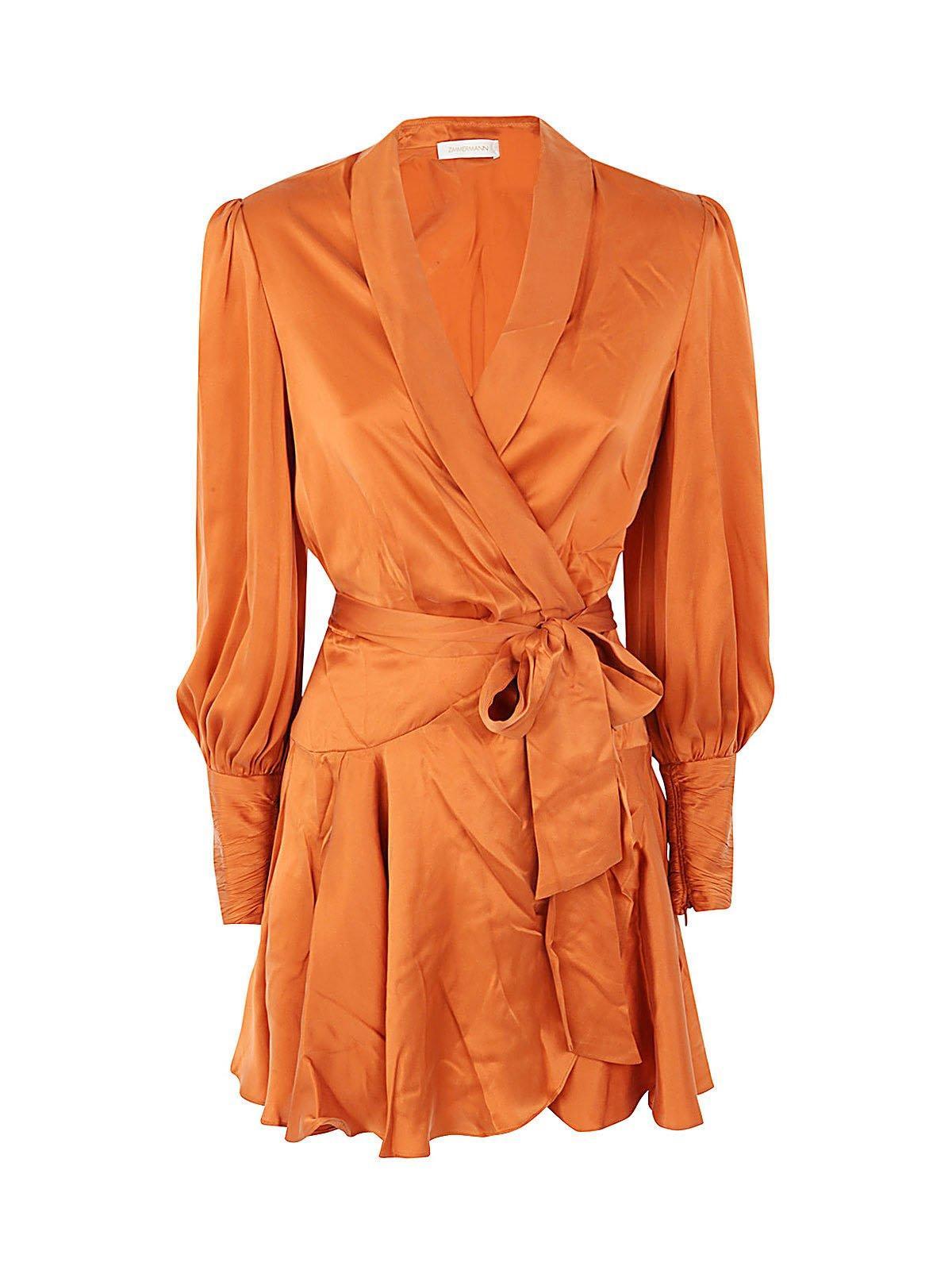 Zimmermann Cotton Wrap Mini Dress in Lavender Orange Womens Dresses Zimmermann Dresses 