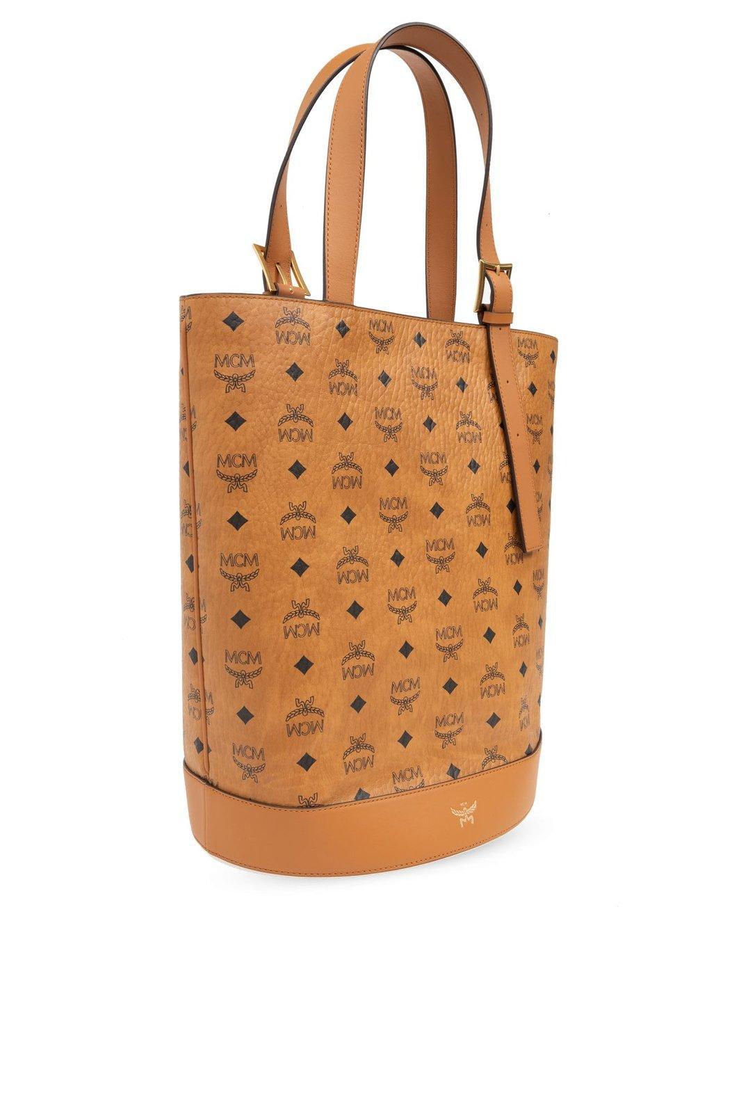 MCM Logo Printed Tote Bag in Orange Lyst