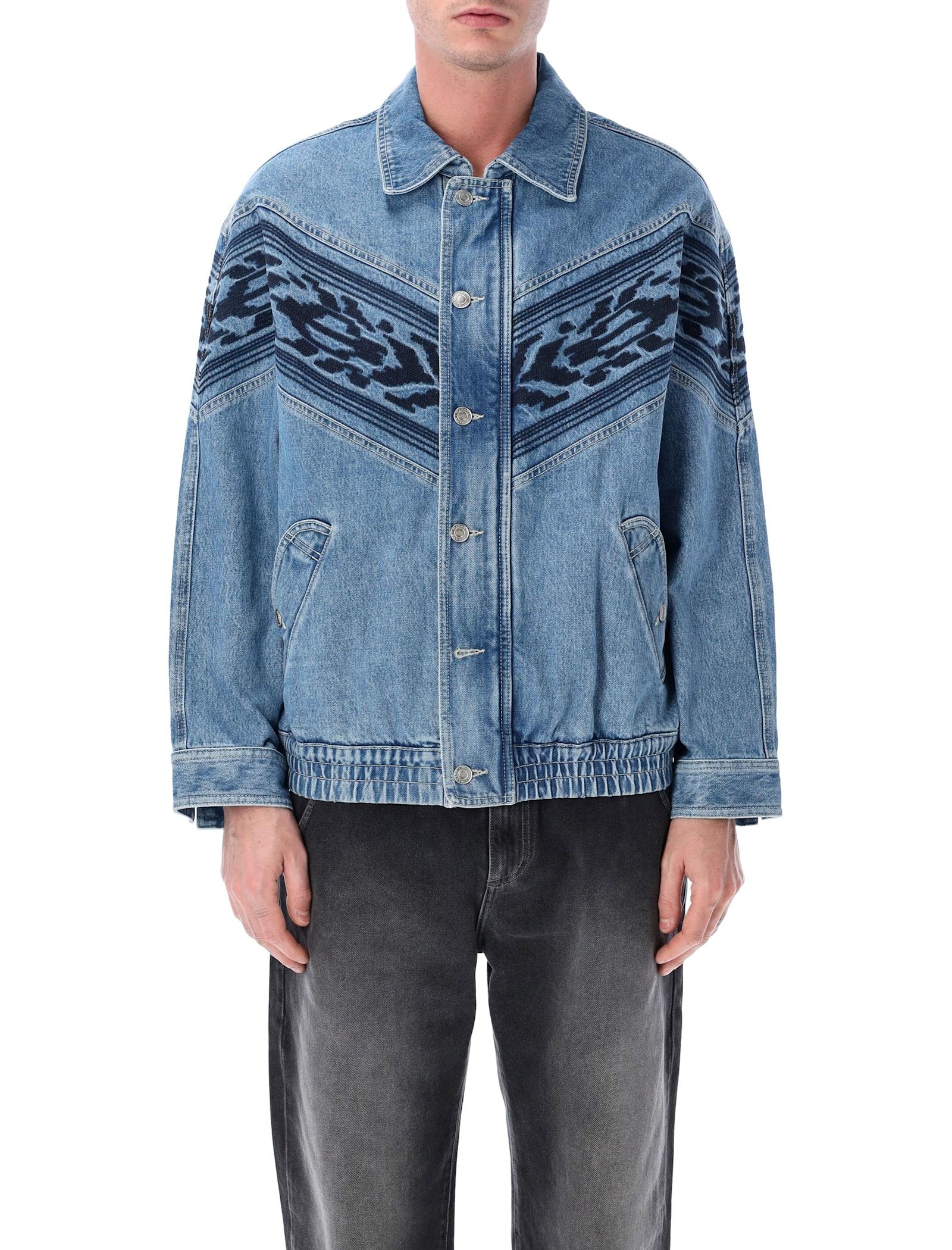 Isabel Marant Marant Julian Embroidered Denim Jacket in Blue for