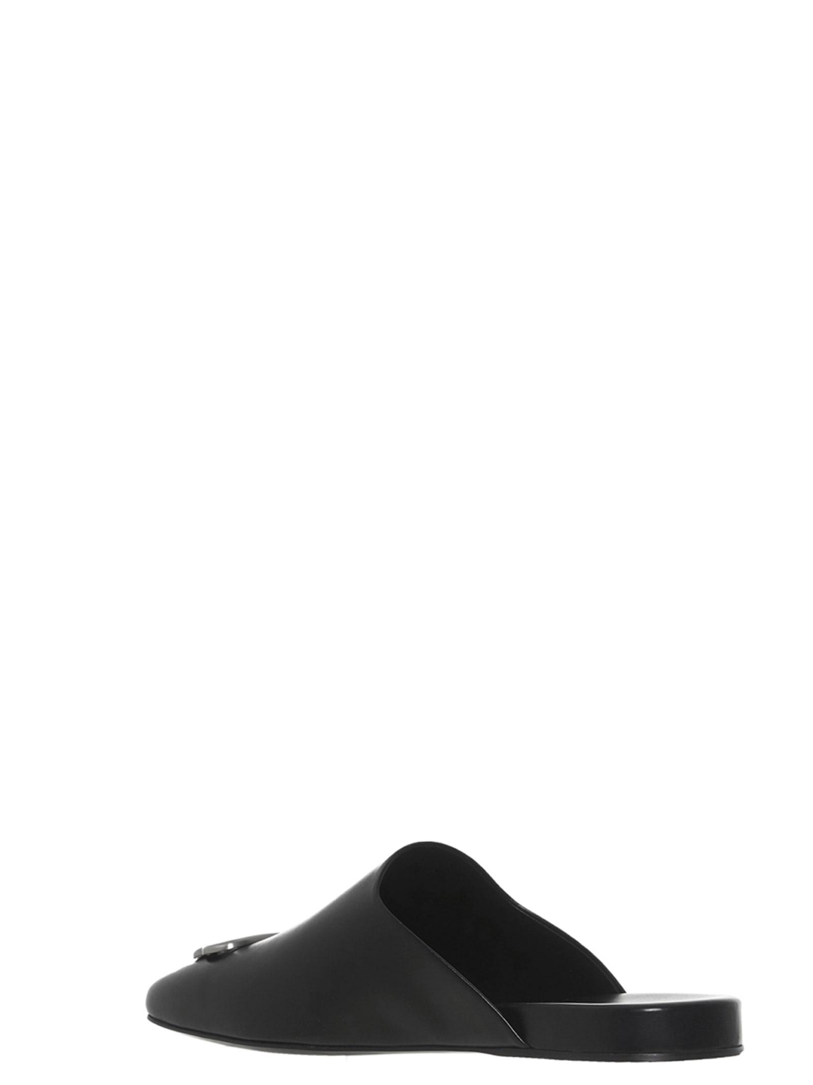 フラットシューズ Black BB Logo Leather Slipper Shoes Balenciaga Black BB Logo Leather Slipper Shoes - Runway Catalog