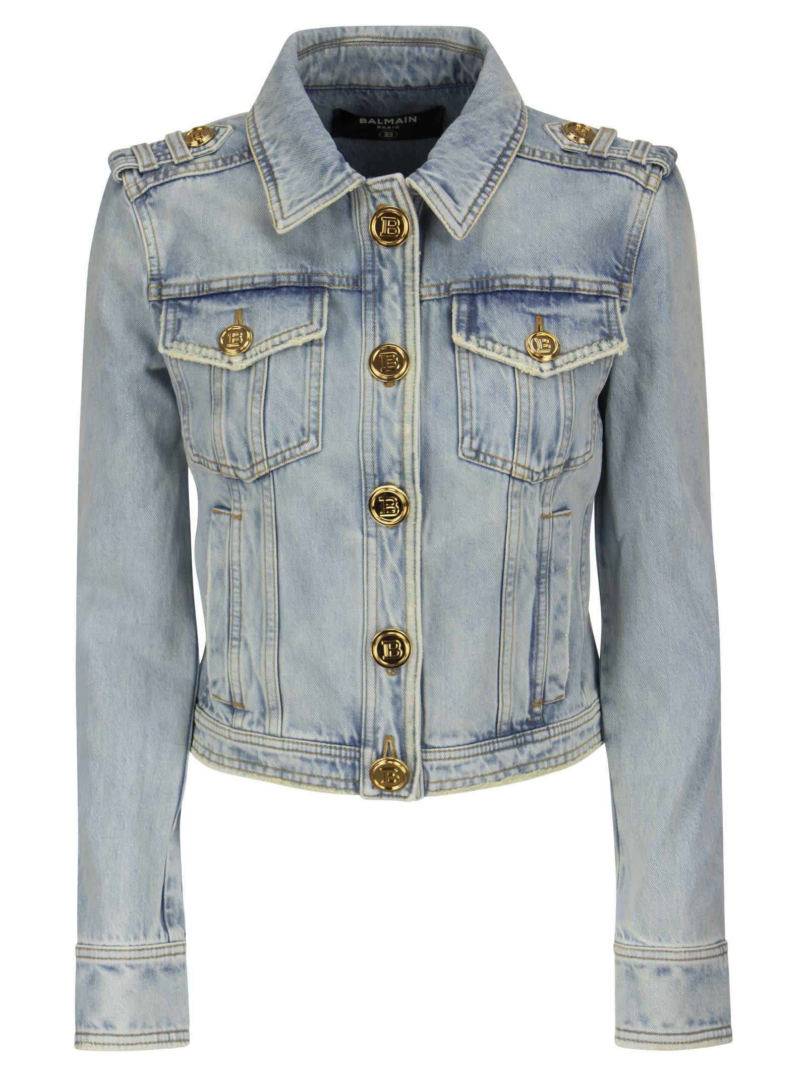 Balmain Denim Jacket With Gold Buttons 