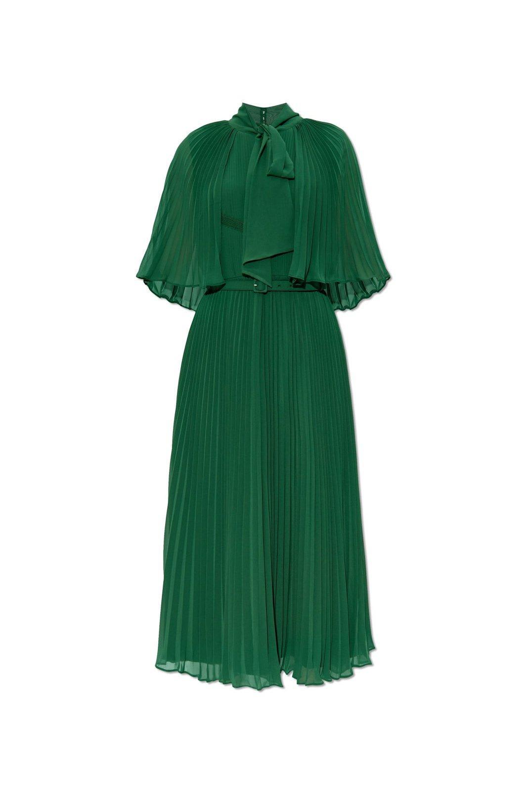 self portrait green pleated dress Christmas Outfit: Green Self Portrait Chiffon Midi Dress