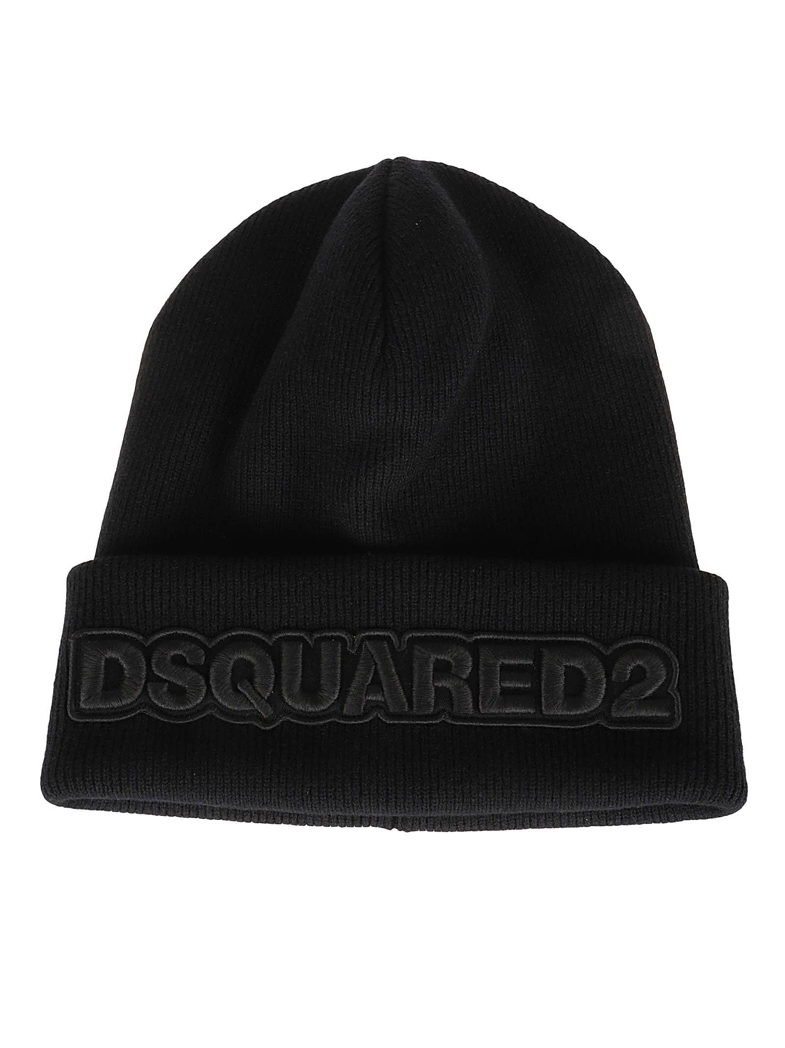 DSquared² Logo Embroidered Knit Beanie in Black for Men | Lyst