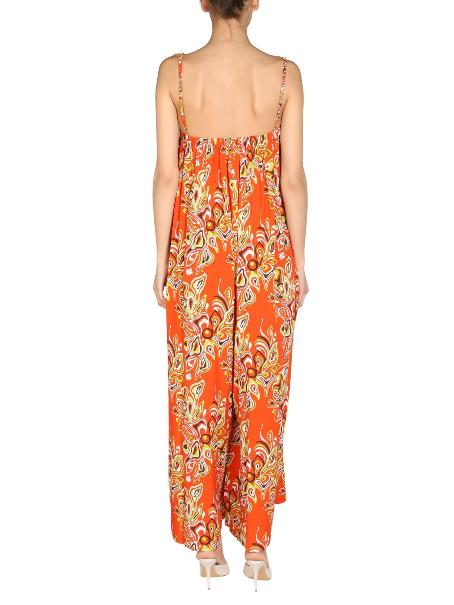 Emilio Pucci Synthetic African Print Dress in Orange | Lyst