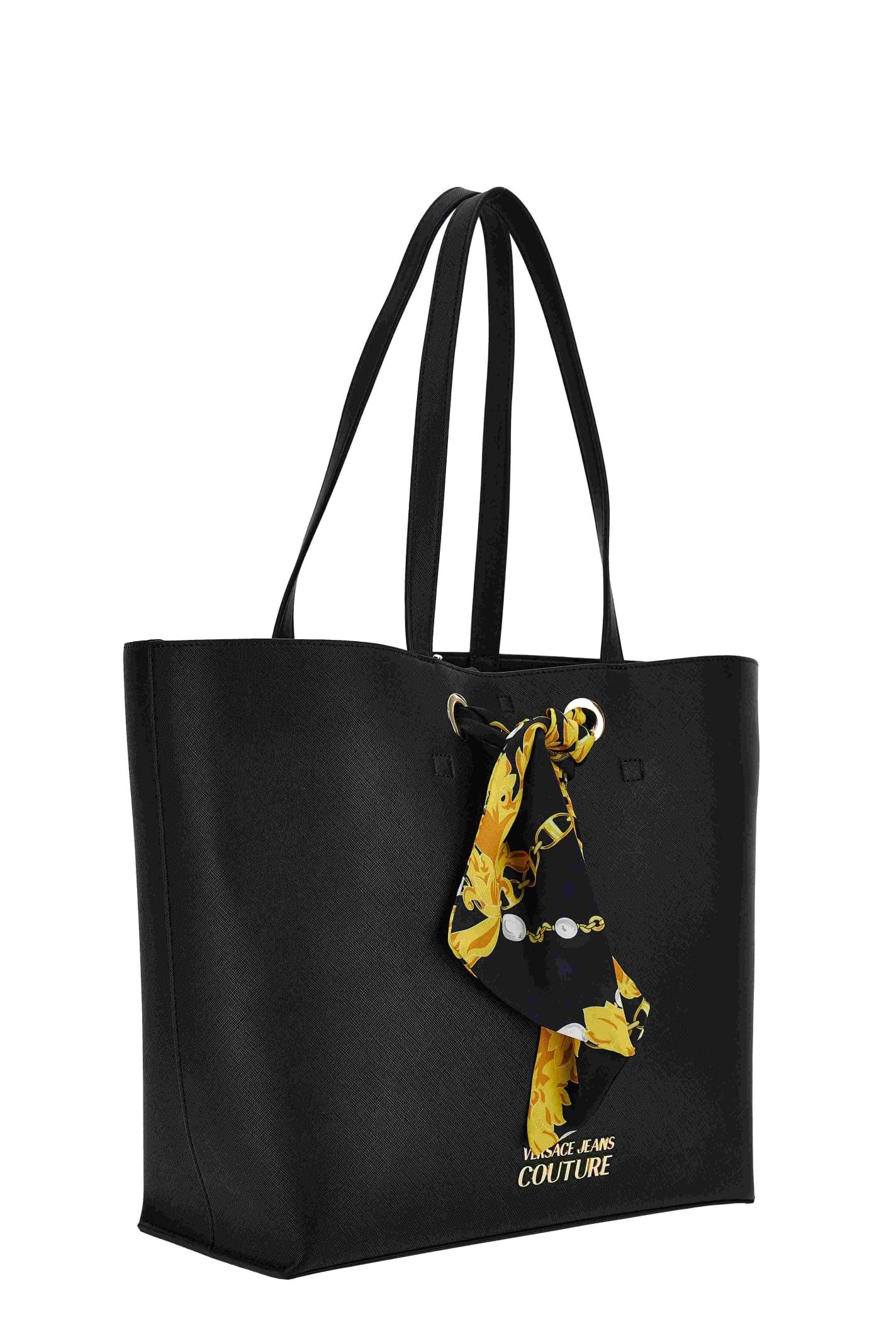 Versace Jeans Couture Barocco Scarf Faux-leather Tote Bag in