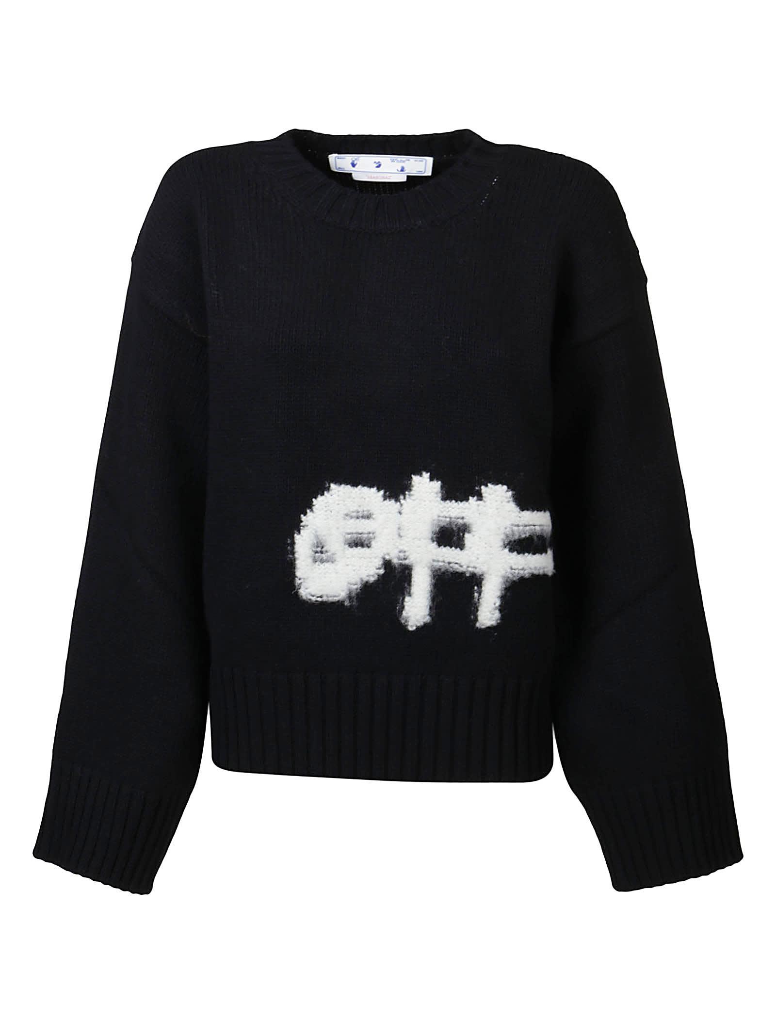 Off-White c/o Virgil Abloh Wool Logo Intarsia Sweater in Black White  (Black) - Save 43% | Lyst