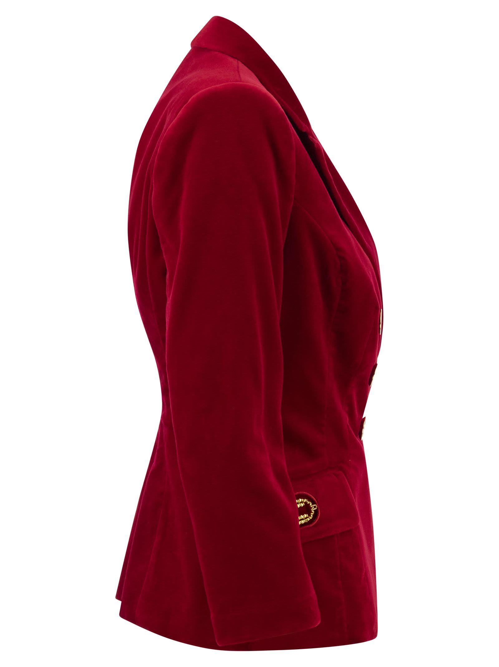 Elisabetta Franchi Tight-fitting Velvet Jacket in Red | Lyst