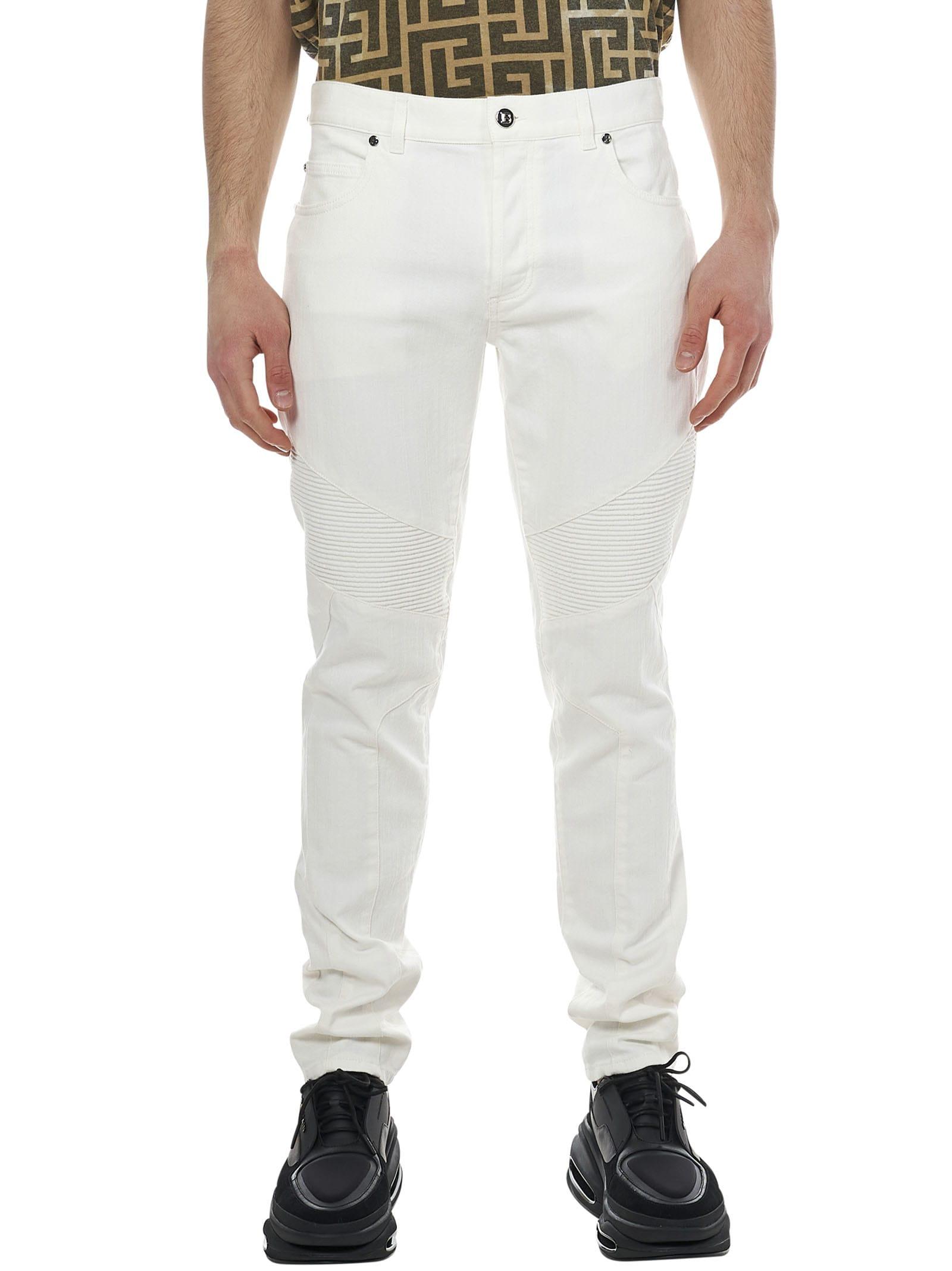 Balmain Jeans White for Men | Lyst