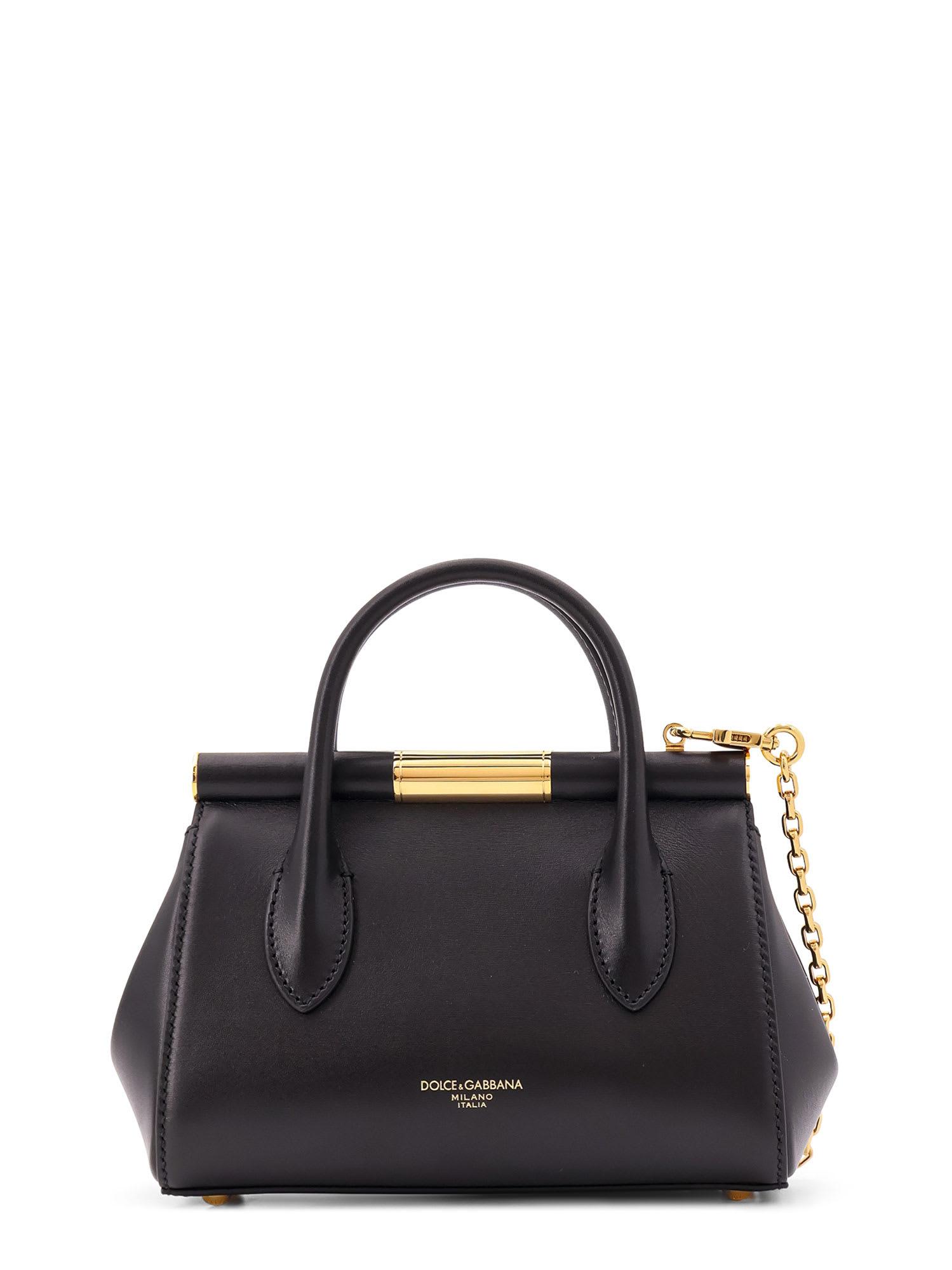 Dolce & Gabbana Marlene Leather Handbag With Logo Print in