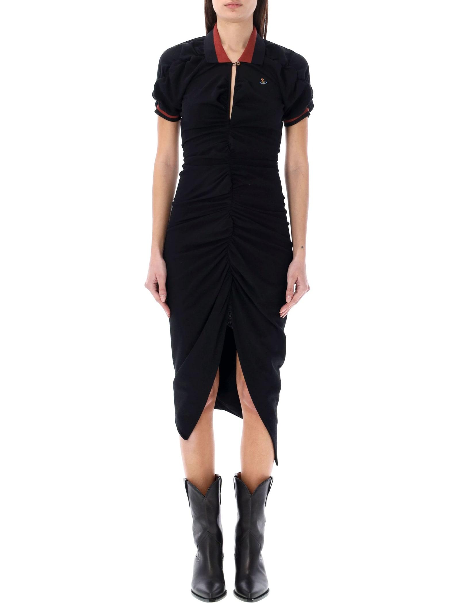 関税込 Vivienne Westwood pulling gathered pique dress Pulling gathered cotton piqué midi dress in grey - Vivienne