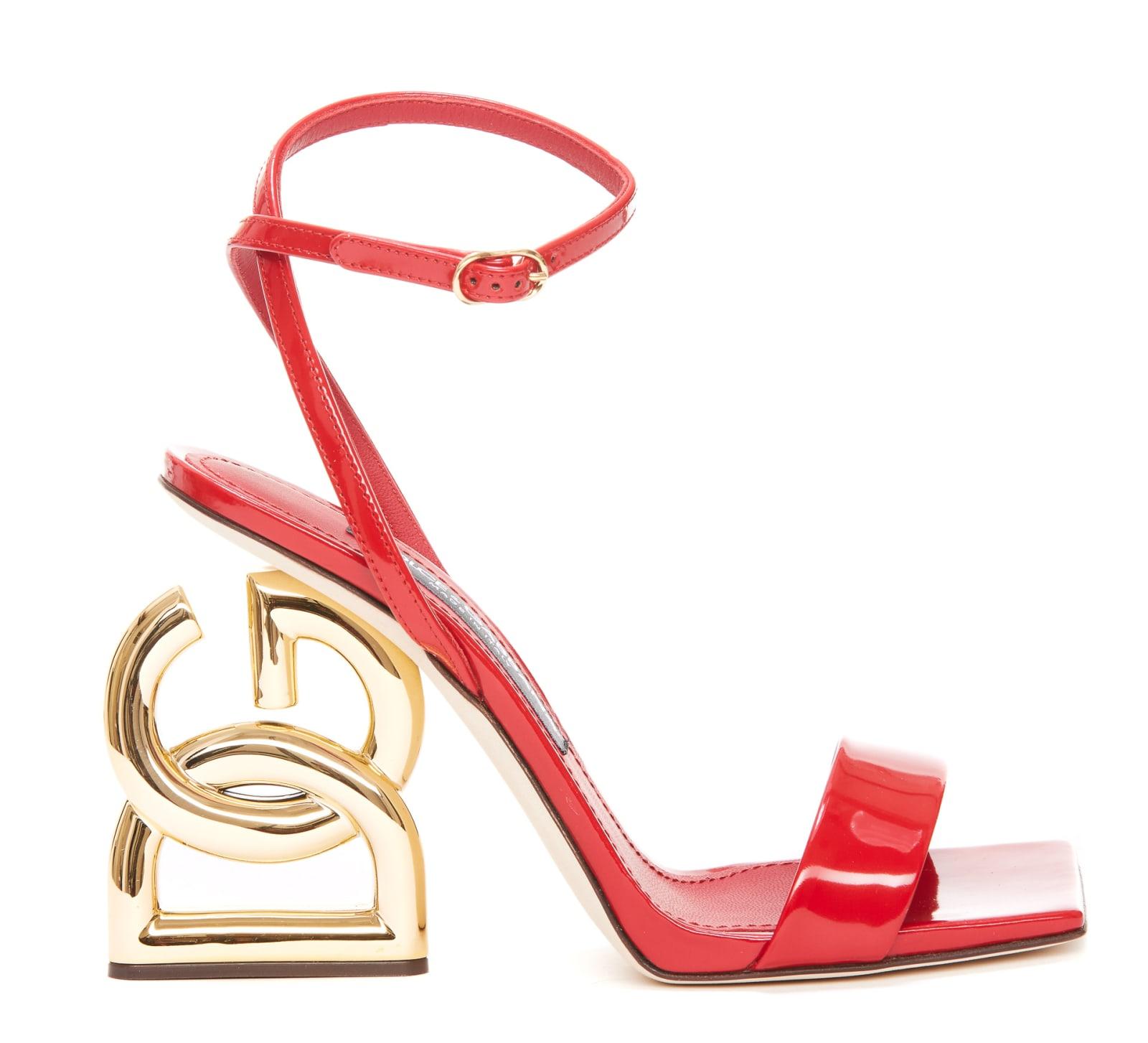 Dolce & Gabbana Dg Pop Heel Sandals in Red | Lyst