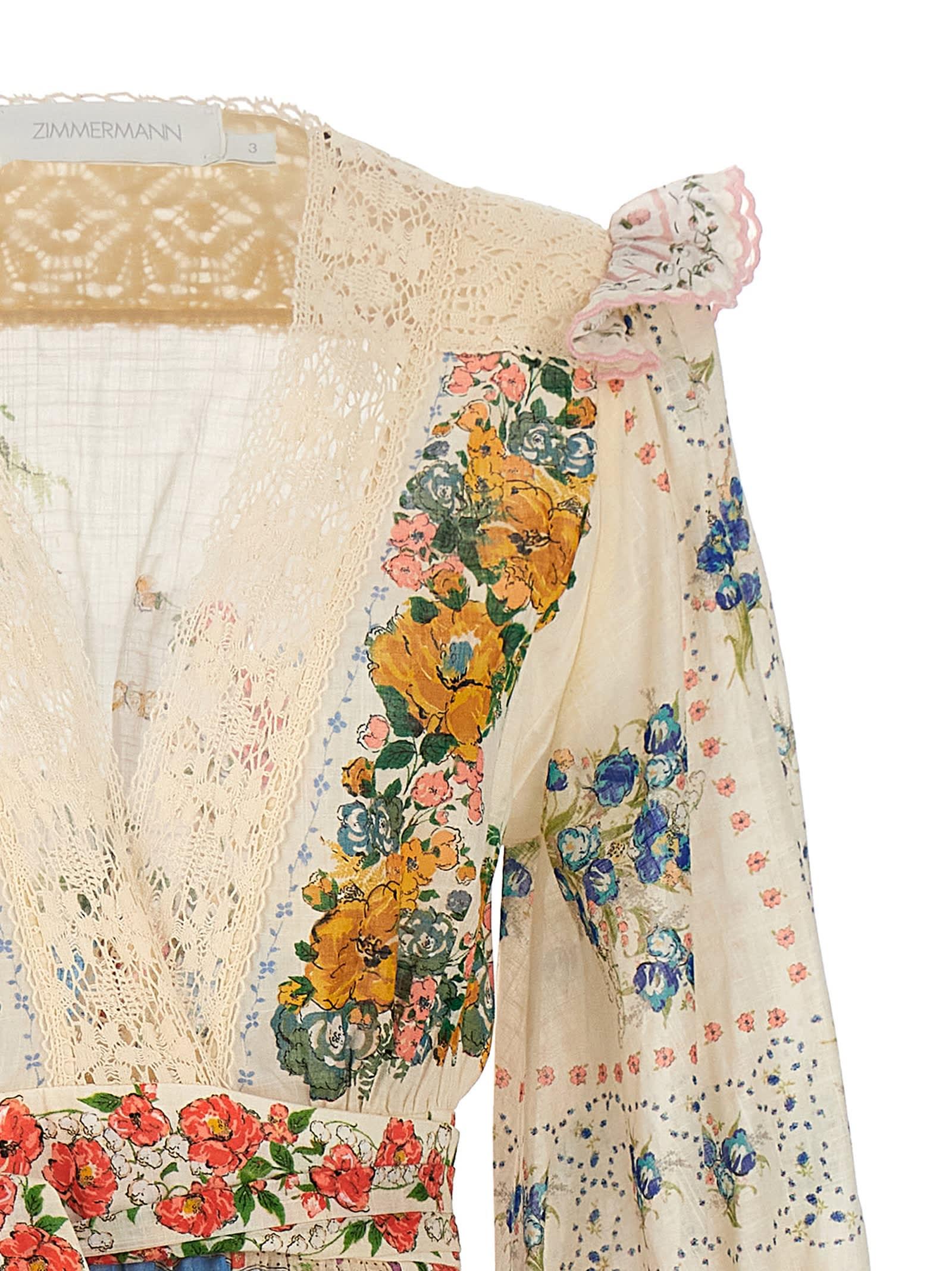 zimmermann clover patched midi dress Zimmermann Clover Patched Wrap Midi Dress Size 1 RRP - $750 Hire