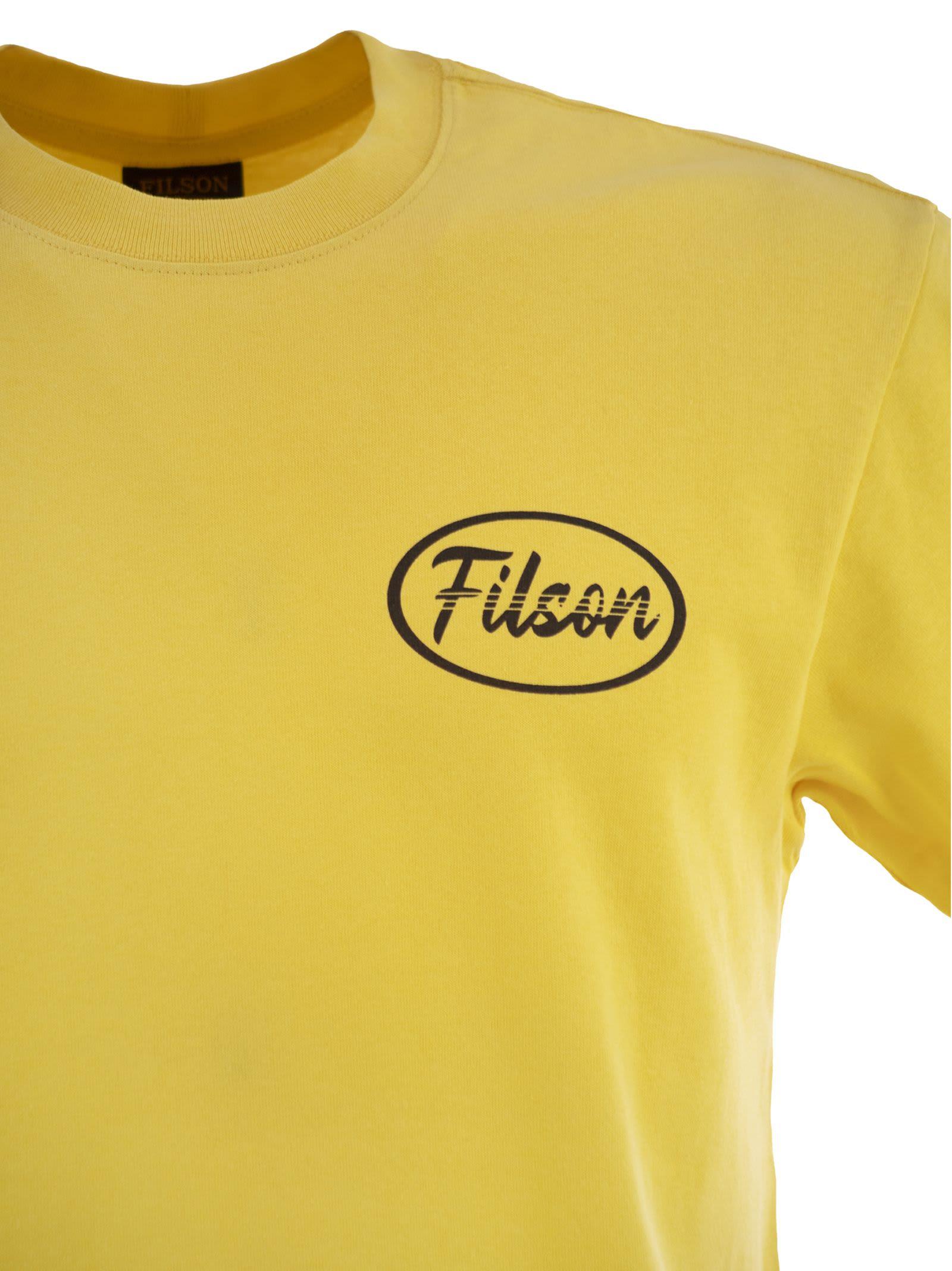 Filson T-Shirt With Graphics On Chest And Back in Yellow for