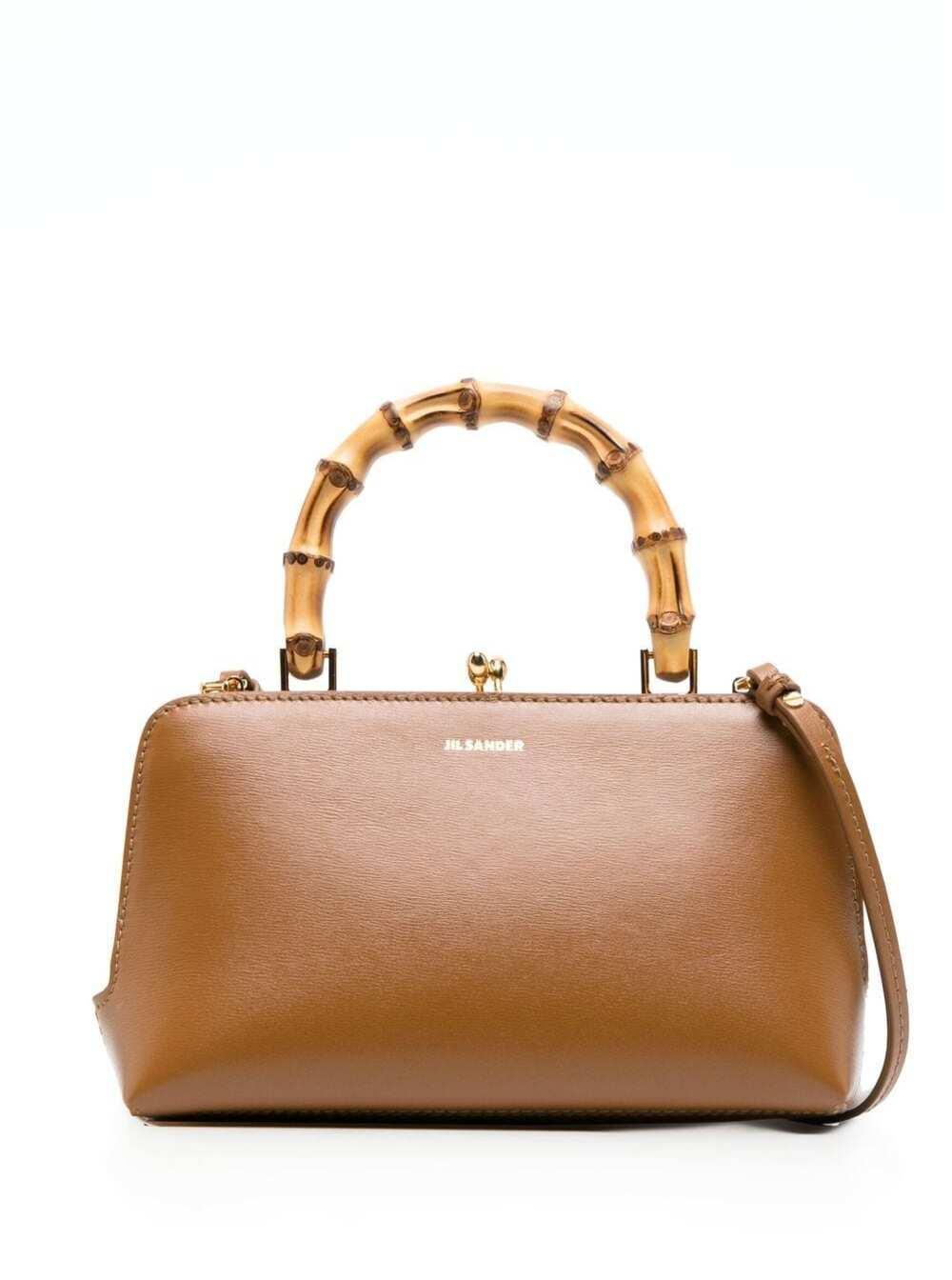 Jil Sander Mini Goji Tote Bag With Bamboo Handles In Leather in Brown ...