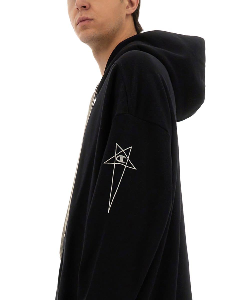 Rick Owens X Champion Jumbo Jasons Hoodie in Black for Men