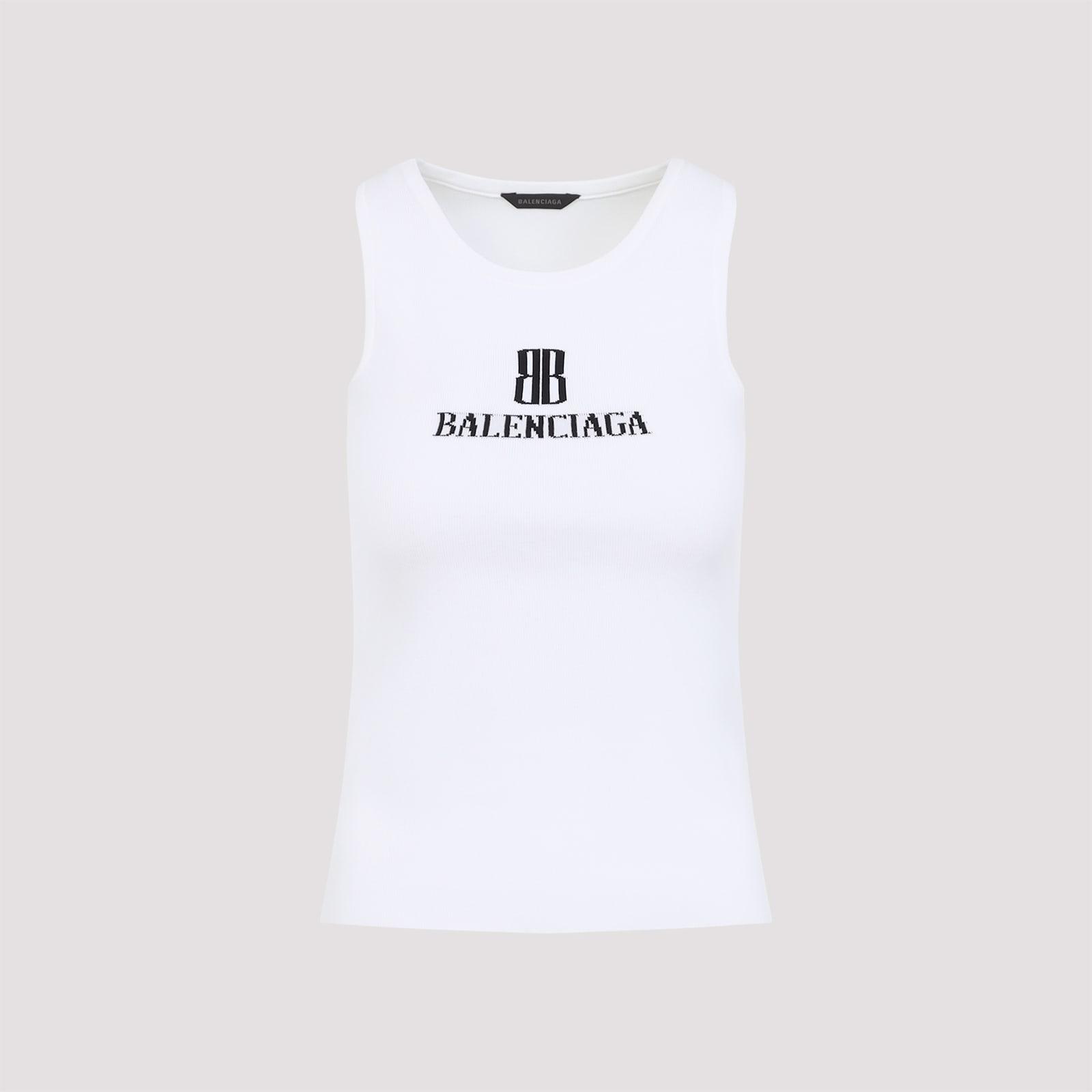 Tシャツ・カットソー BALENCIAGA White Stretch Wool Blend Tank Top Women's Tank Top in White | Balenciaga US