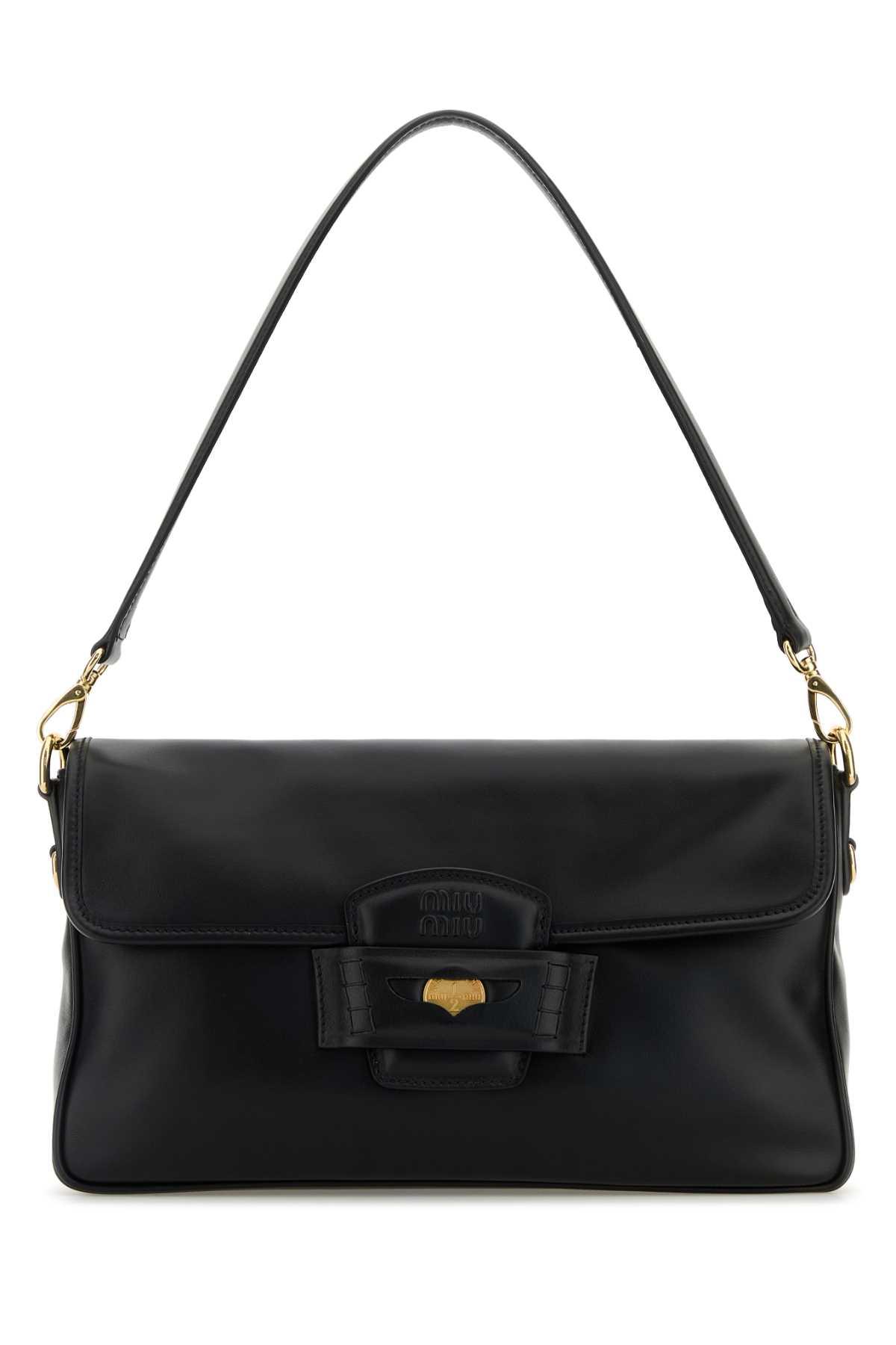 ショルダーバッグ・ポシェット MIUMIU PENNY LARGE SHOULDER BAG IN SMOOTH LEATHER Miu Miu Leather Penny Shoulder Bag in Black | Lyst