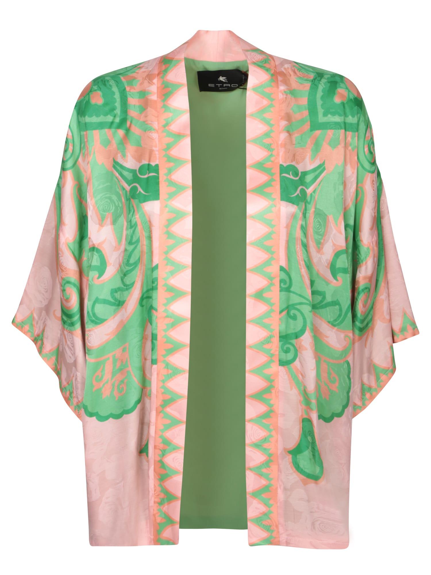 【送料&関税込】Etro Silk Kimono Jacket In Green And Pink Etro Jackets in Green | Lyst UK