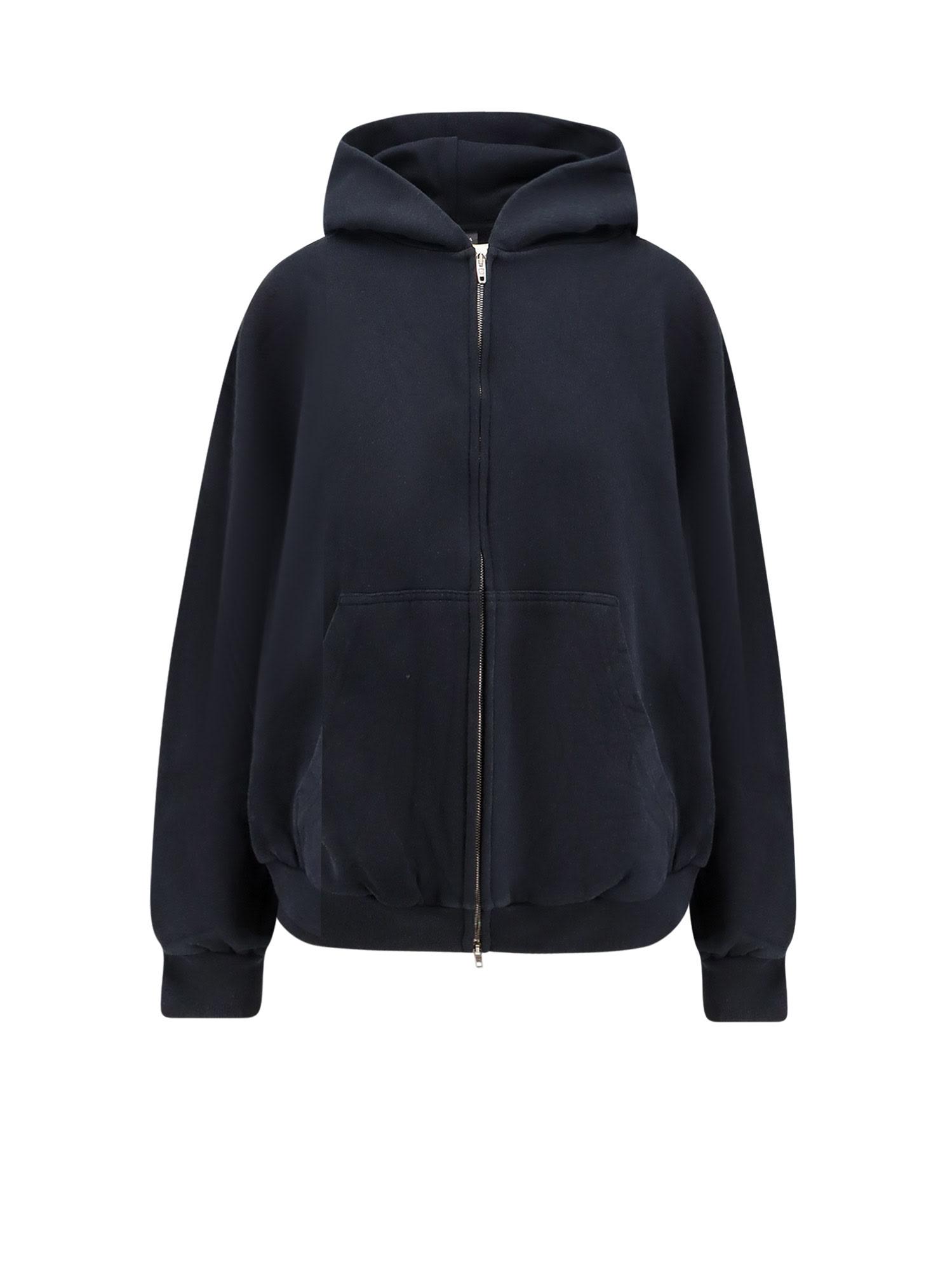 女性も【BALENCIAGA】ショルダー ロゴ スウェット フーディー 黒 ホワイト の ウィメンズ Tacky Tattoo ジップアップ Hoodie