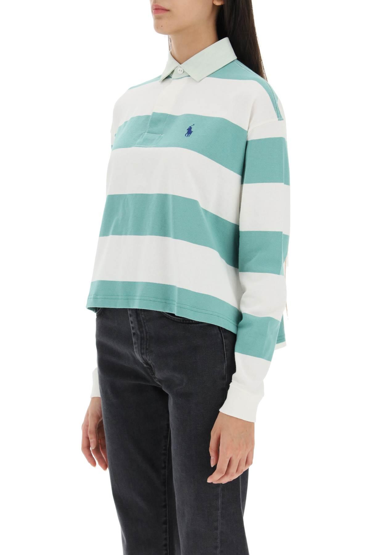 Polo Ralph Lauren Cropped Striped Polo Shirt in Blue | Lyst