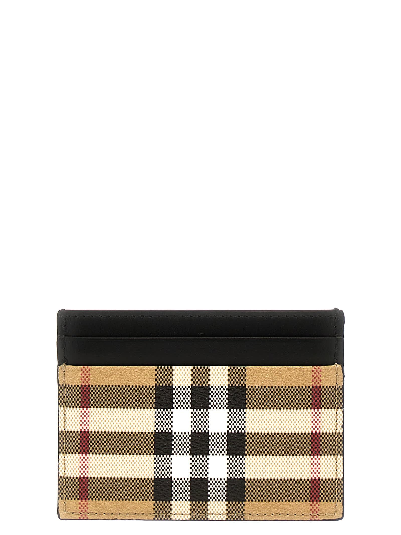 Burberry Check Card Holder Wallets Card Holders in Black for Men