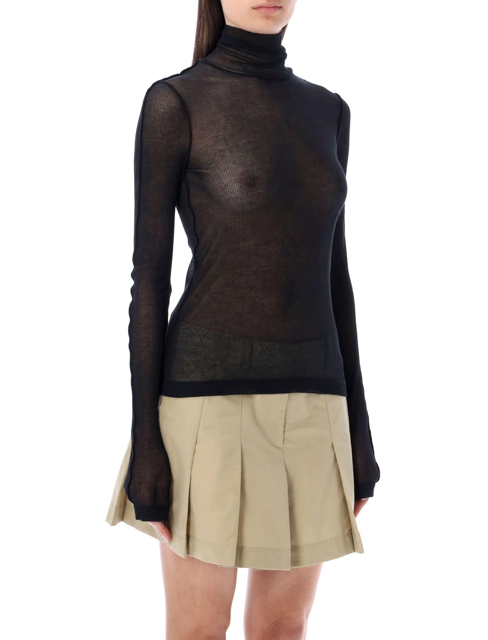 Sheer black cheap turtleneck top