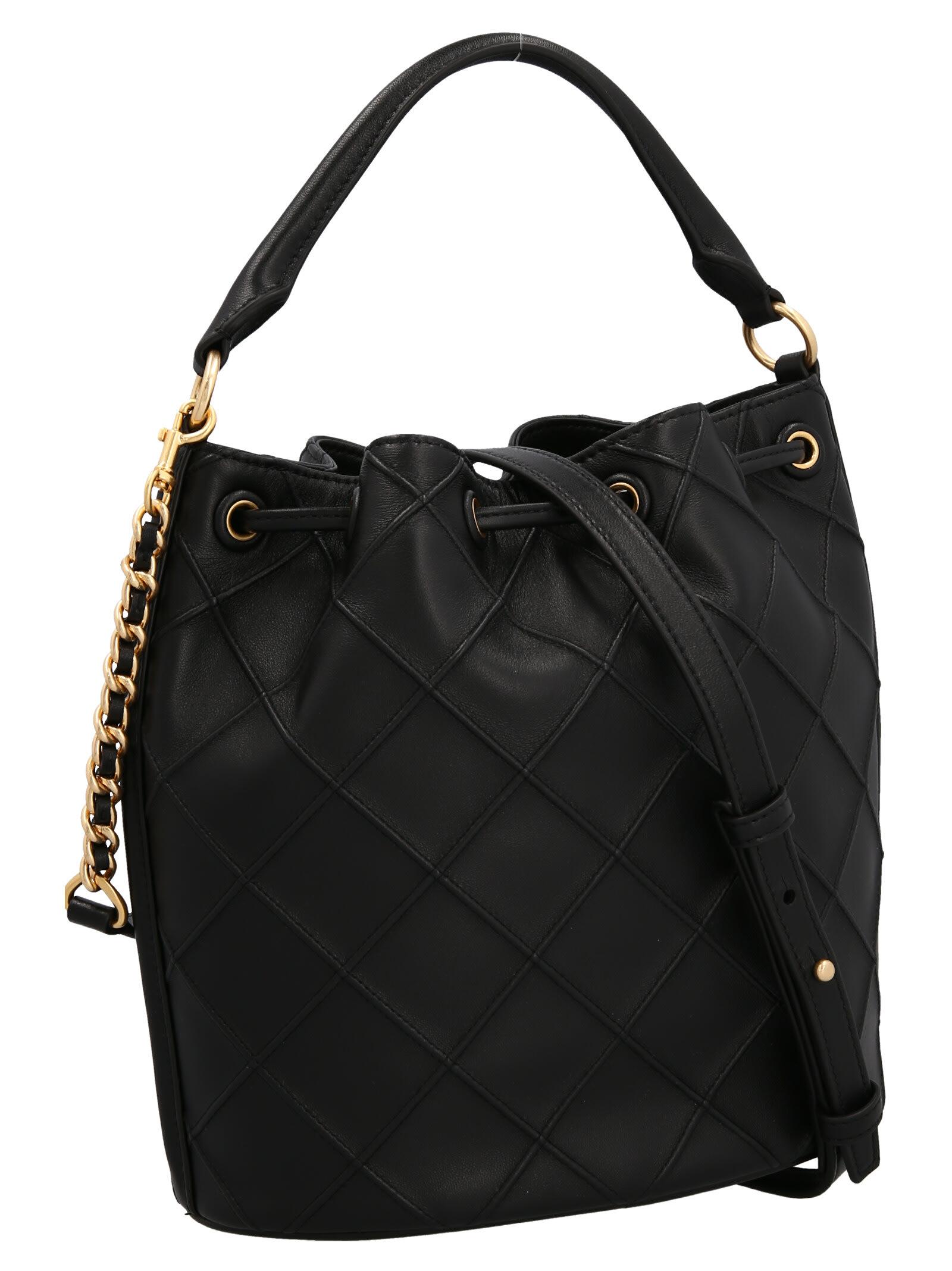 Tory Burch Decorated Large Leather Bucket Bag in Black