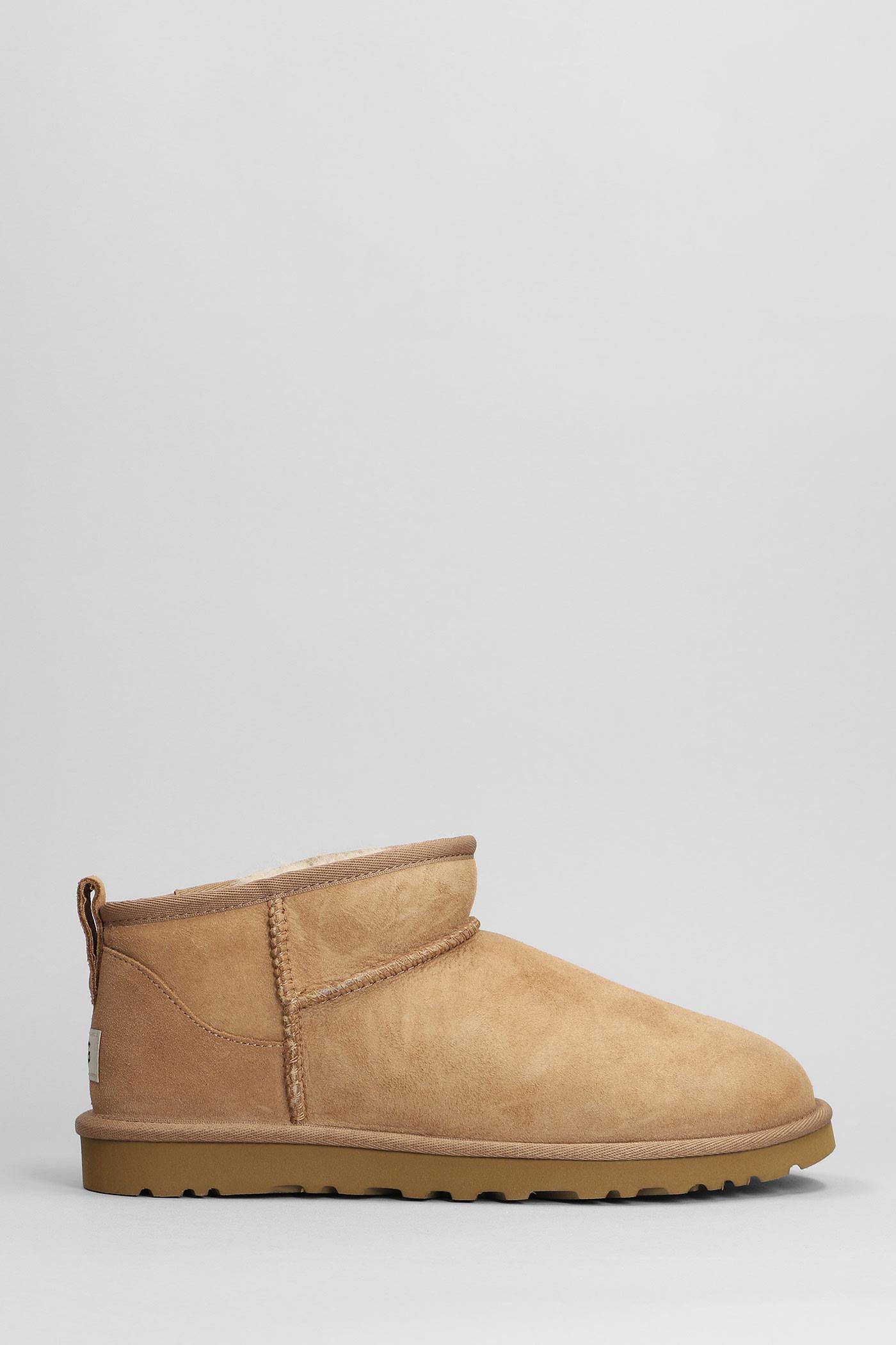 UGG Classic Ultra Mini Low Heels Ankle Boots In Leather Color Suede in  Brown for Men | Lyst