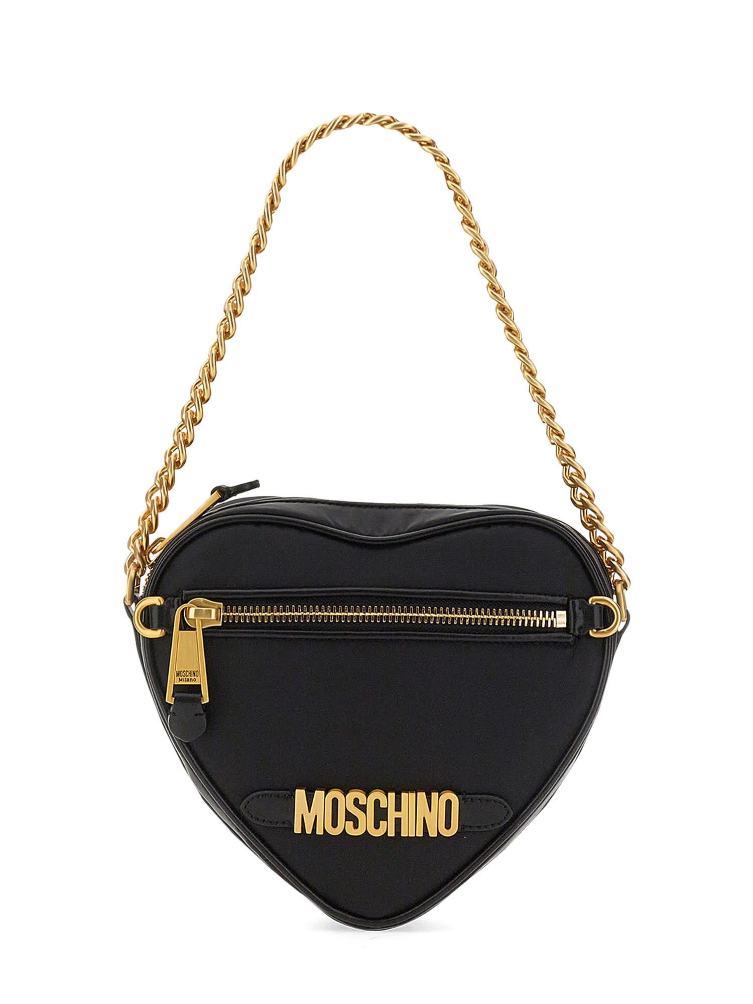 Moschino Heart Shape Nylon Shoulder Bag in Black | Lyst