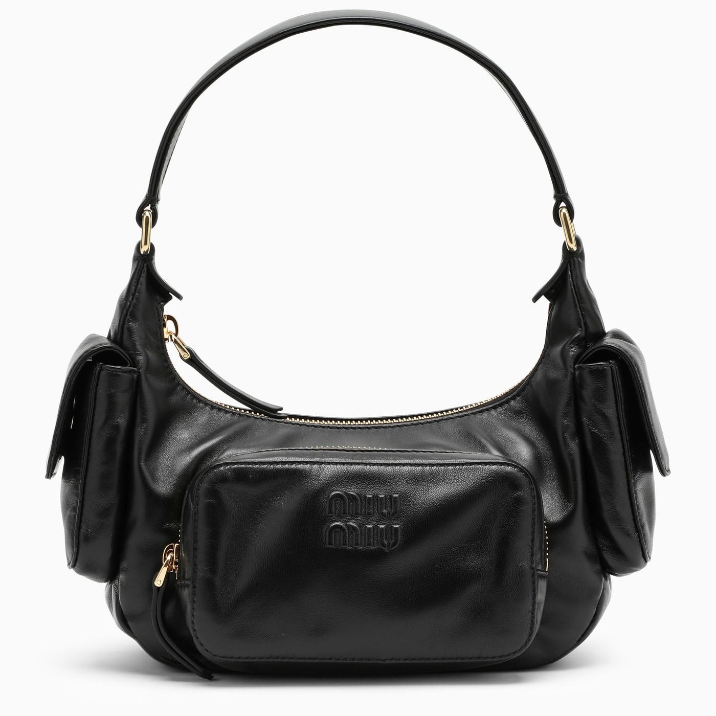 Miu Miu Nappa Leather Pocket Shoulder Bag in Black | Lyst