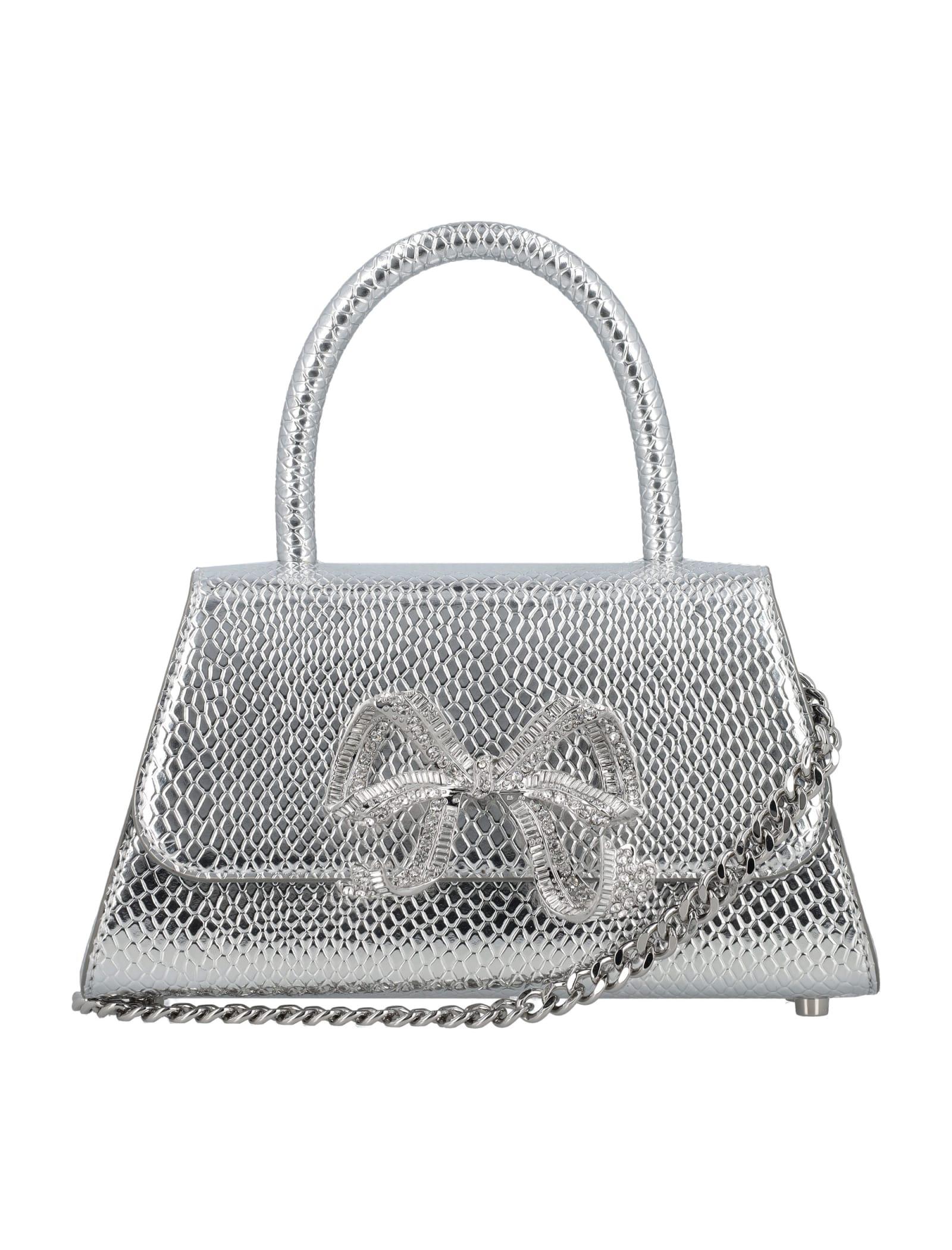 SelfPortrait Elfportrait Python Diamante Bow Mini Bag in Gray Lyst