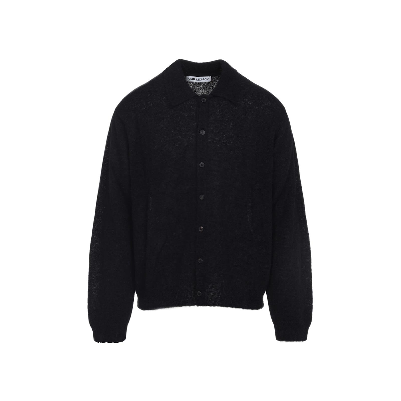 トップス Our Legacy evening polo 50 black Our Legacy - Evening Polo Super Black Performance Poly