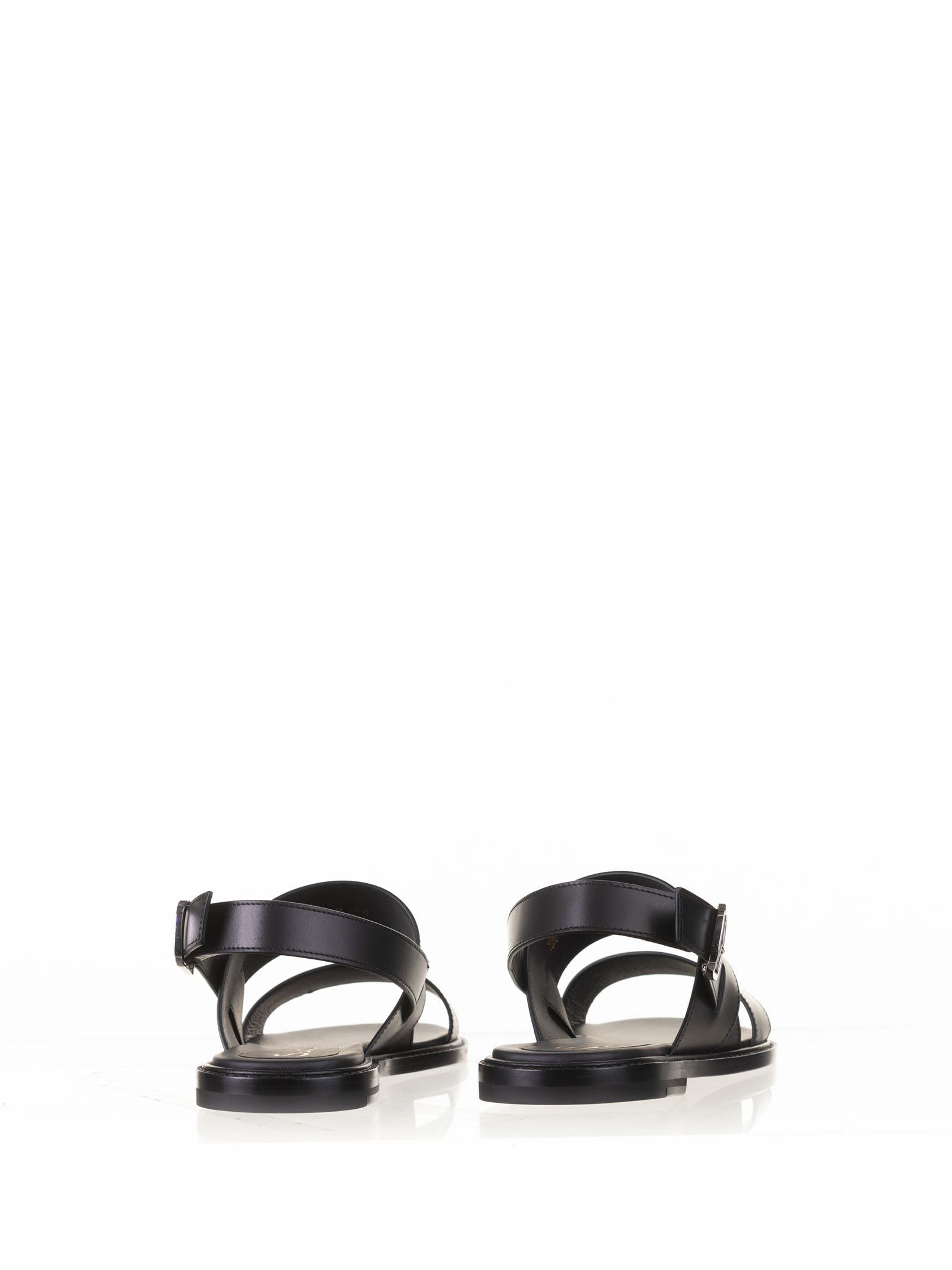 Santoni Double Band Leather Sandal in White | Lyst