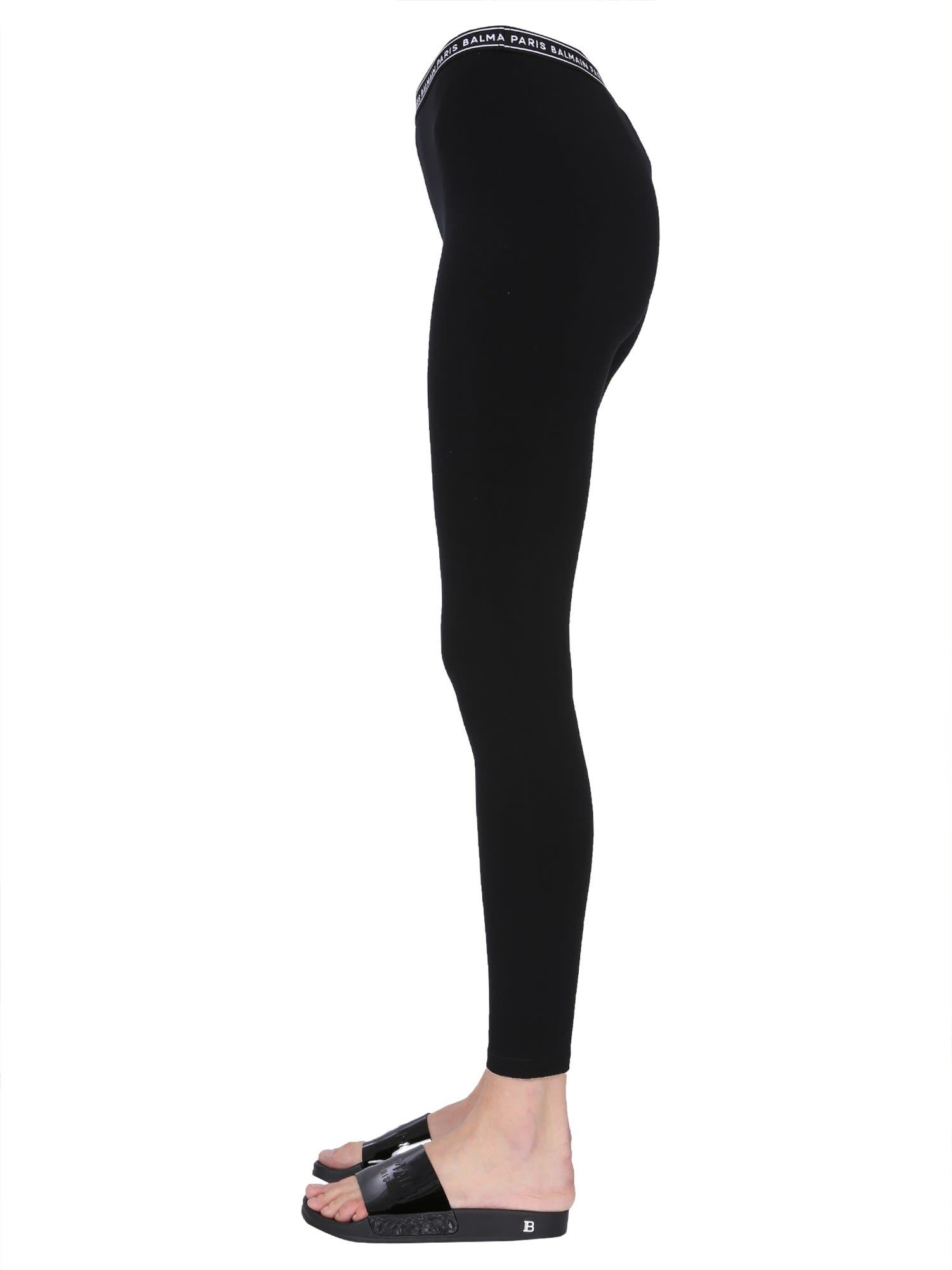 Balmain leggings With Logo Band in Black | Lyst