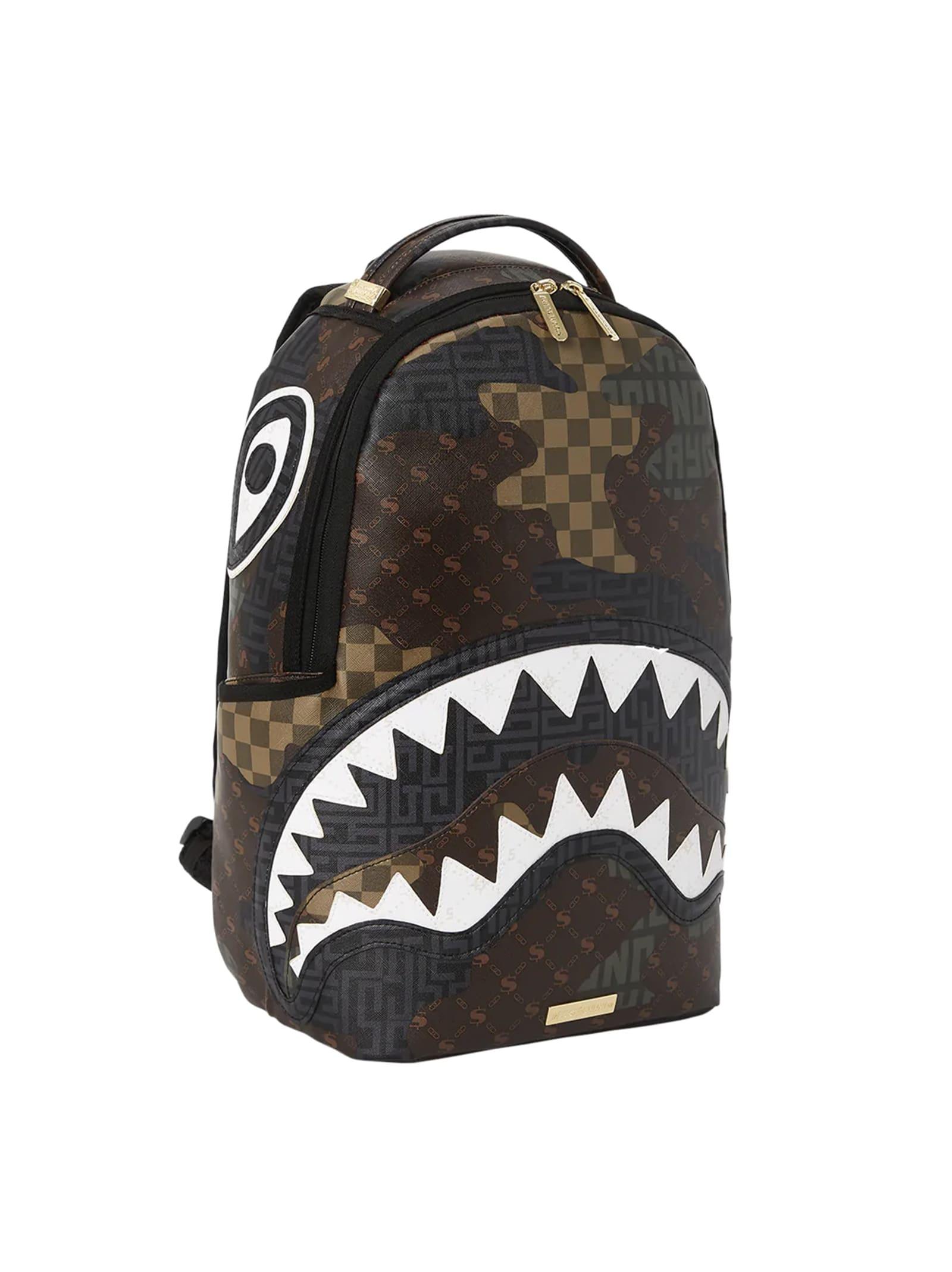 Sprayground Camo Branded Dlx Backpack in Brown for Men | Lyst