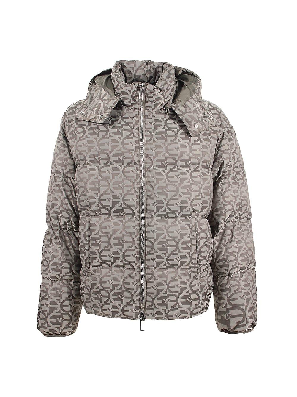 Emporio Armani Puffy Down Jacket With Hood in Grey for Men