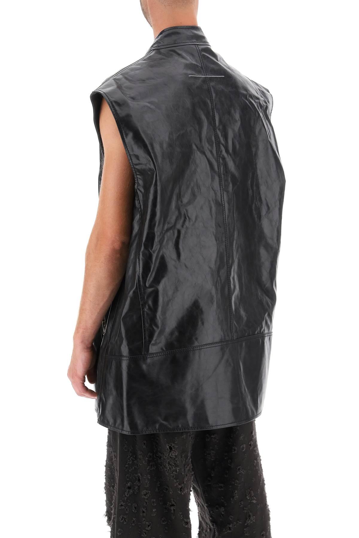 MM6 by Maison Martin Margiela Oversized Leather Vest in Black for Men |  Lyst UK