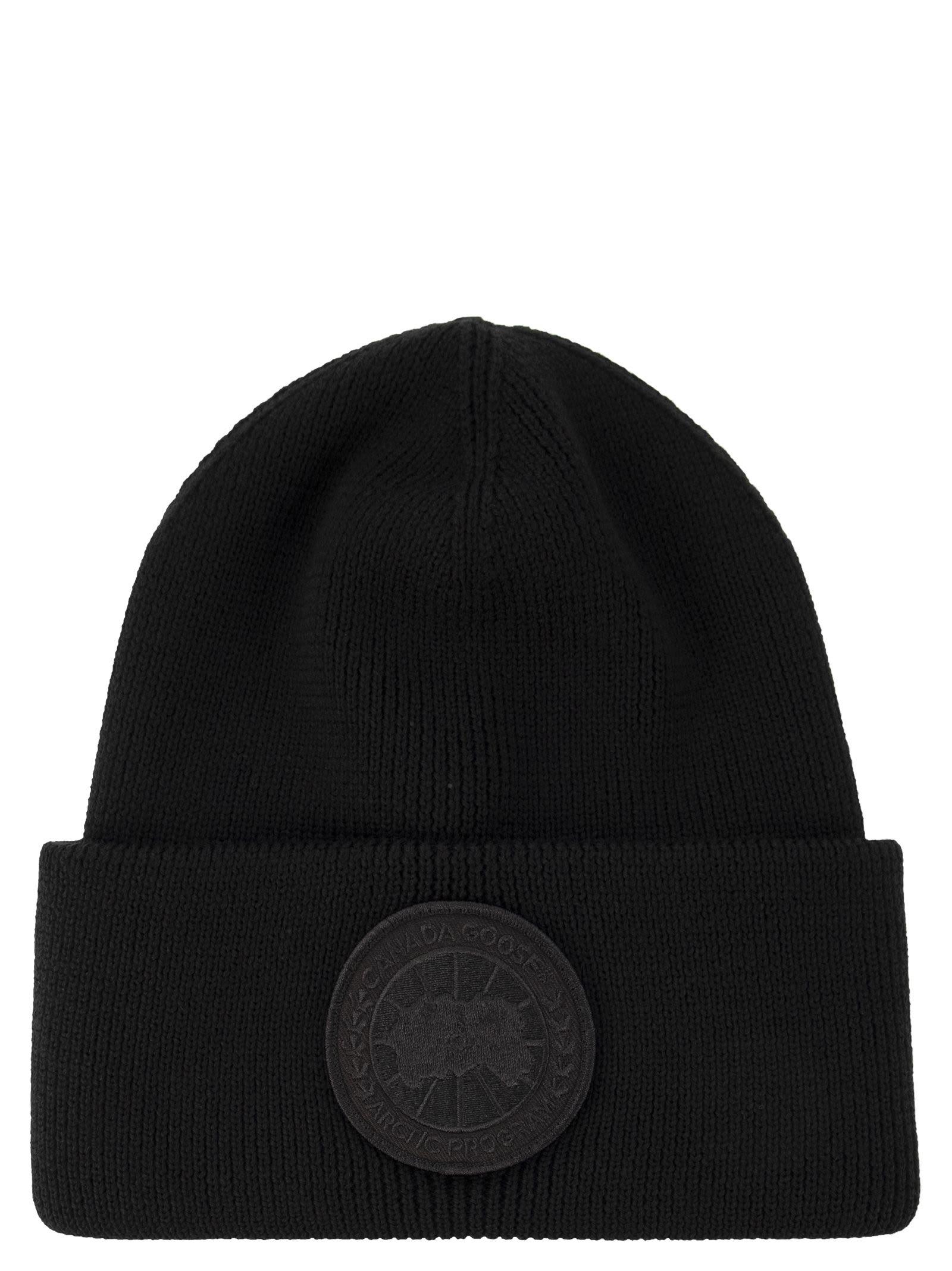 Canada Goose Ribbed-rimmed Hat With Arctic Disk in Black for Men | Lyst