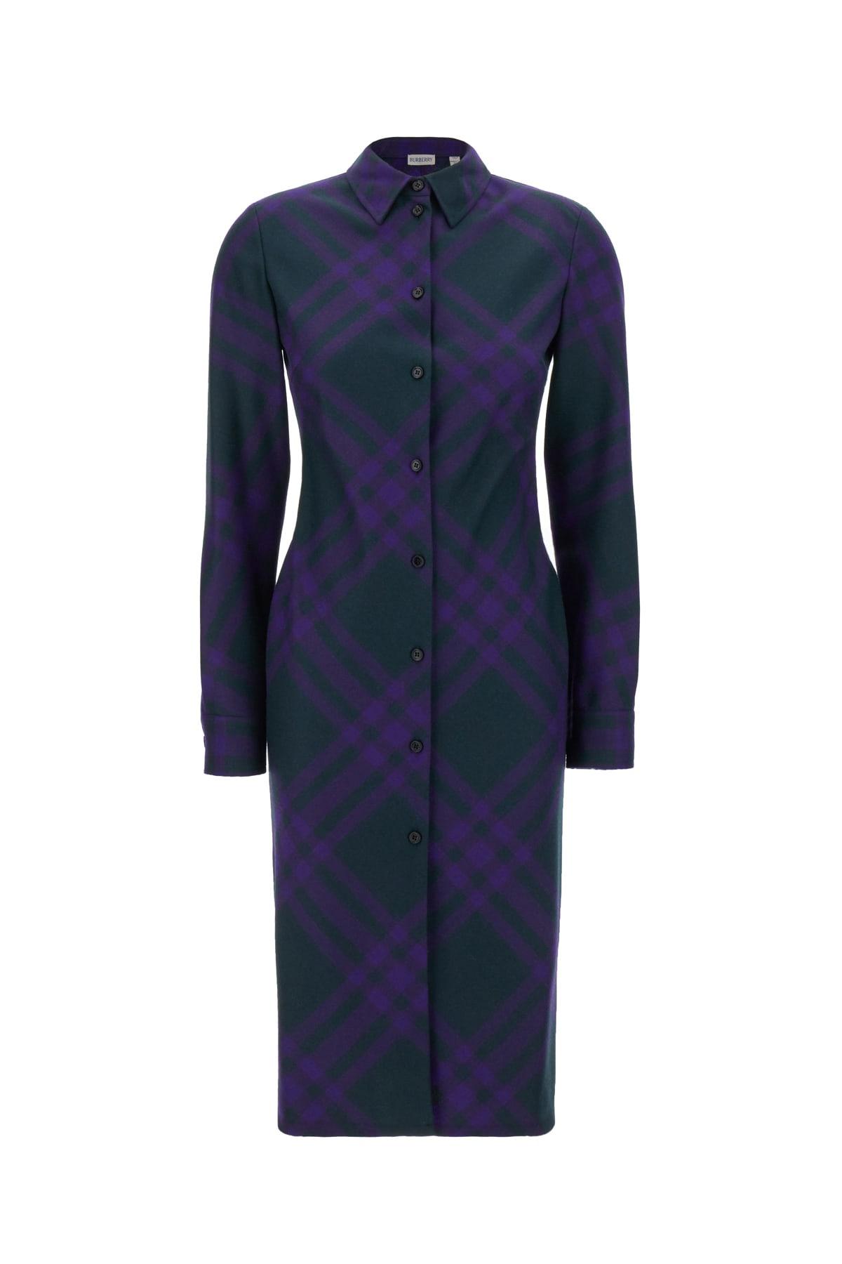 ワンピース Burberry Embroidered Wool Dress Burberry Embroidered Wool Shirt Dress in Blue | Lyst