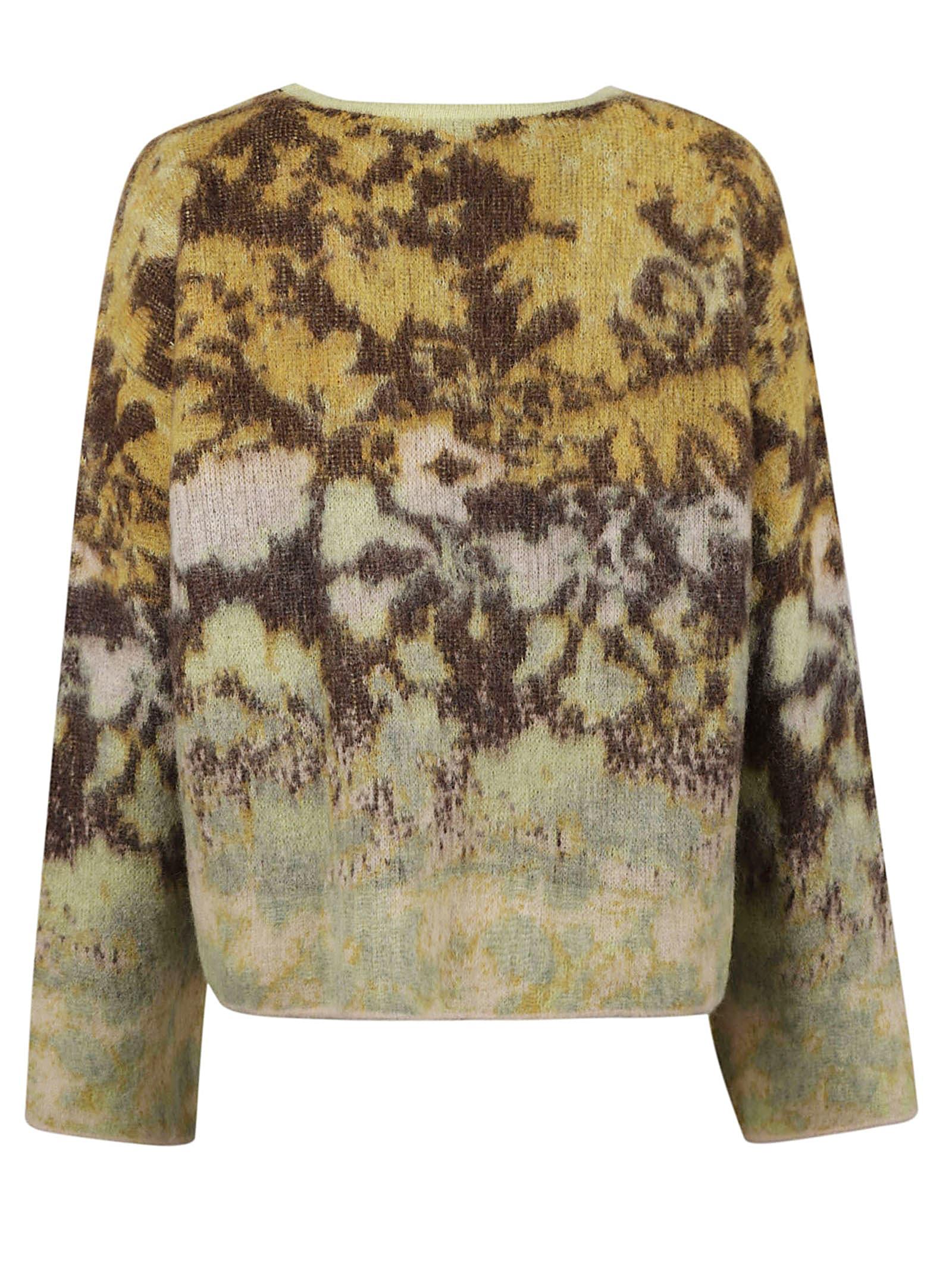 Forte Forte Fur Applique Floral Print Sweater | Lyst