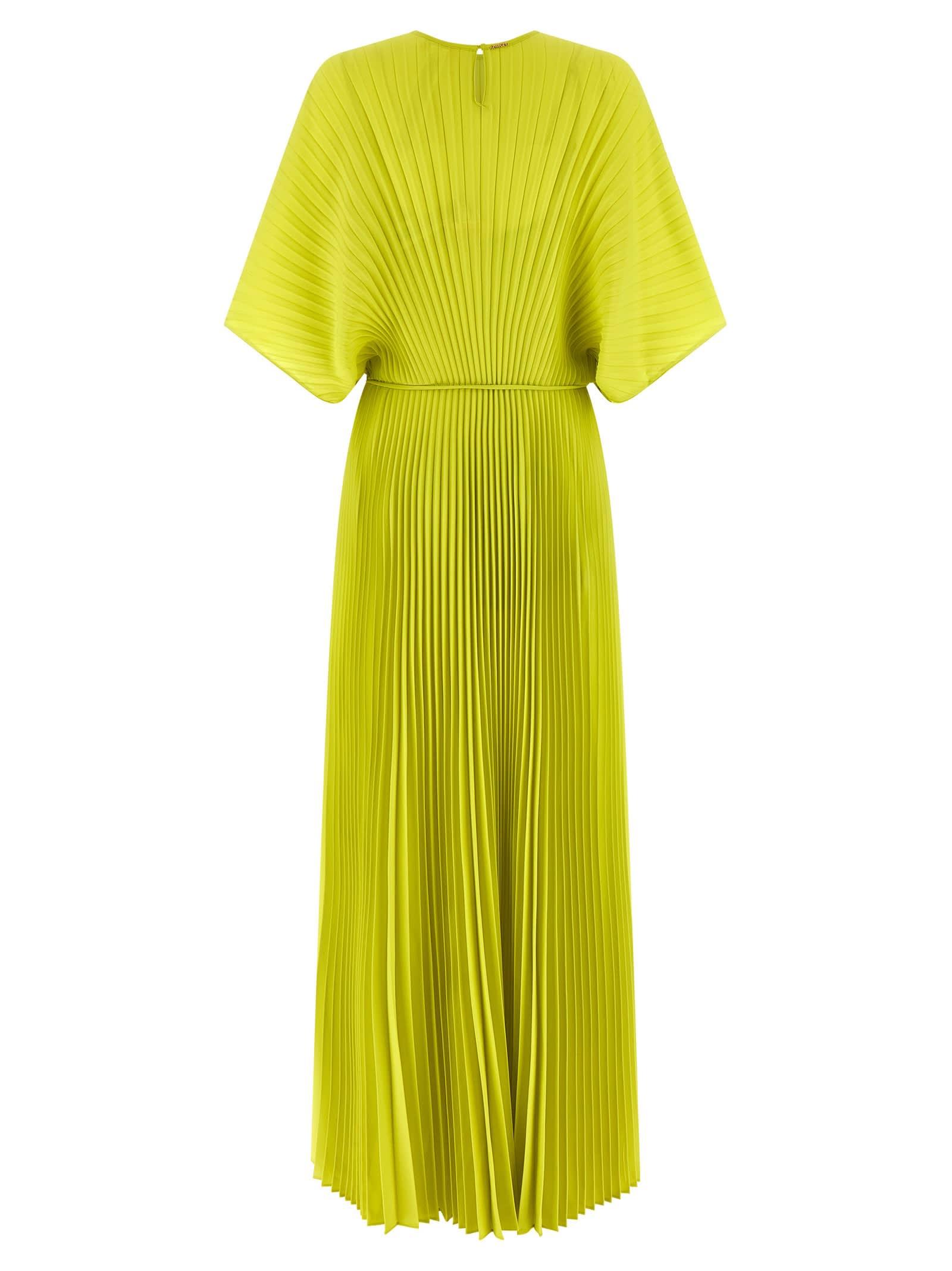 Twinset Pleated Dress in Yellow | Lyst