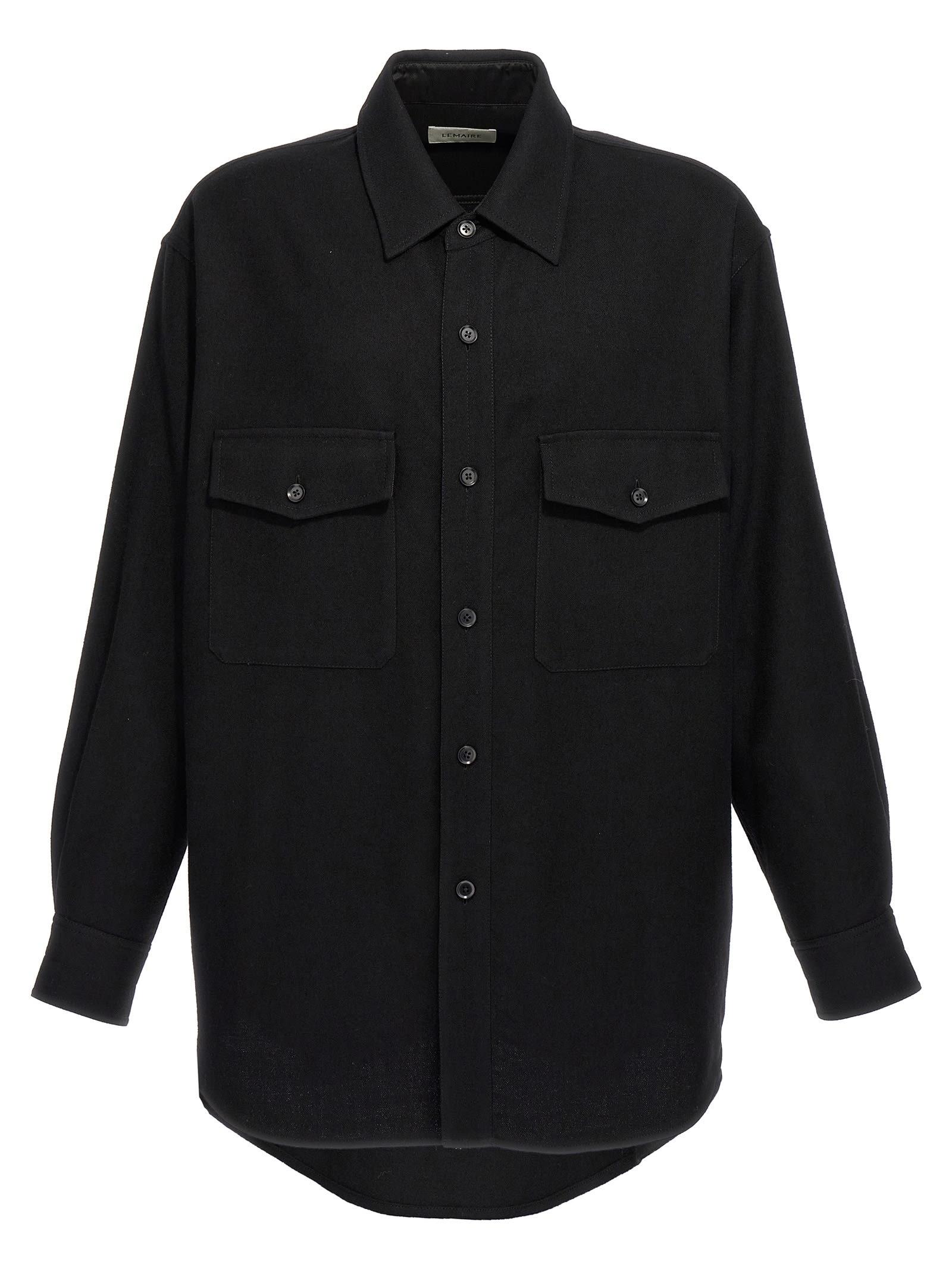 Tシャツ・カットソー LEMAIRE 'Two Pockets Overshirt' shirt (OV1001LF608 BK999) Black Two Pockets Overshirt by LEMAIRE on Sale