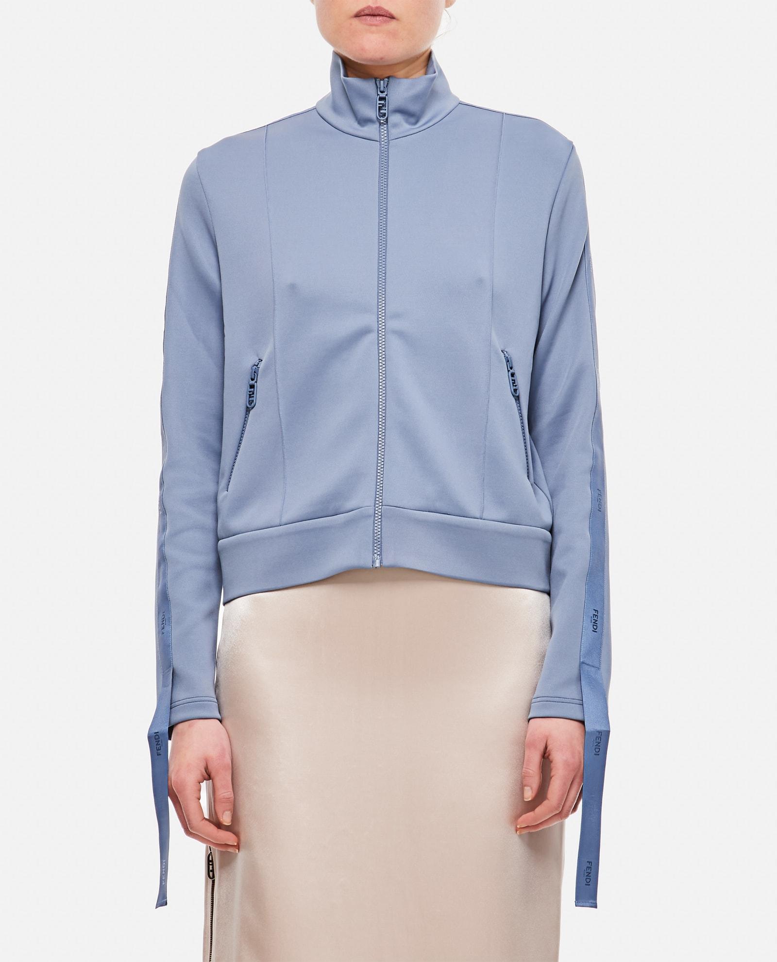 Fendi Acetate Zip-up Sweatshirt in Blue | Lyst