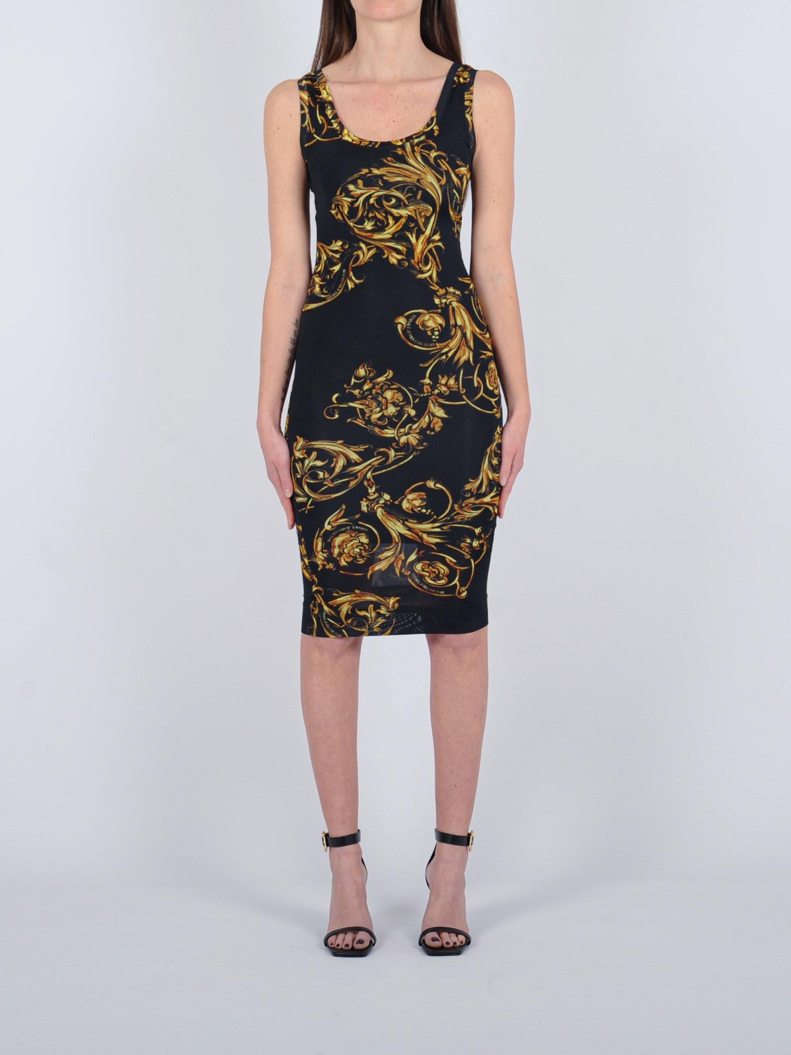 Versace Jeans Couture Dress J Organzino Print Garland Dress | Lyst