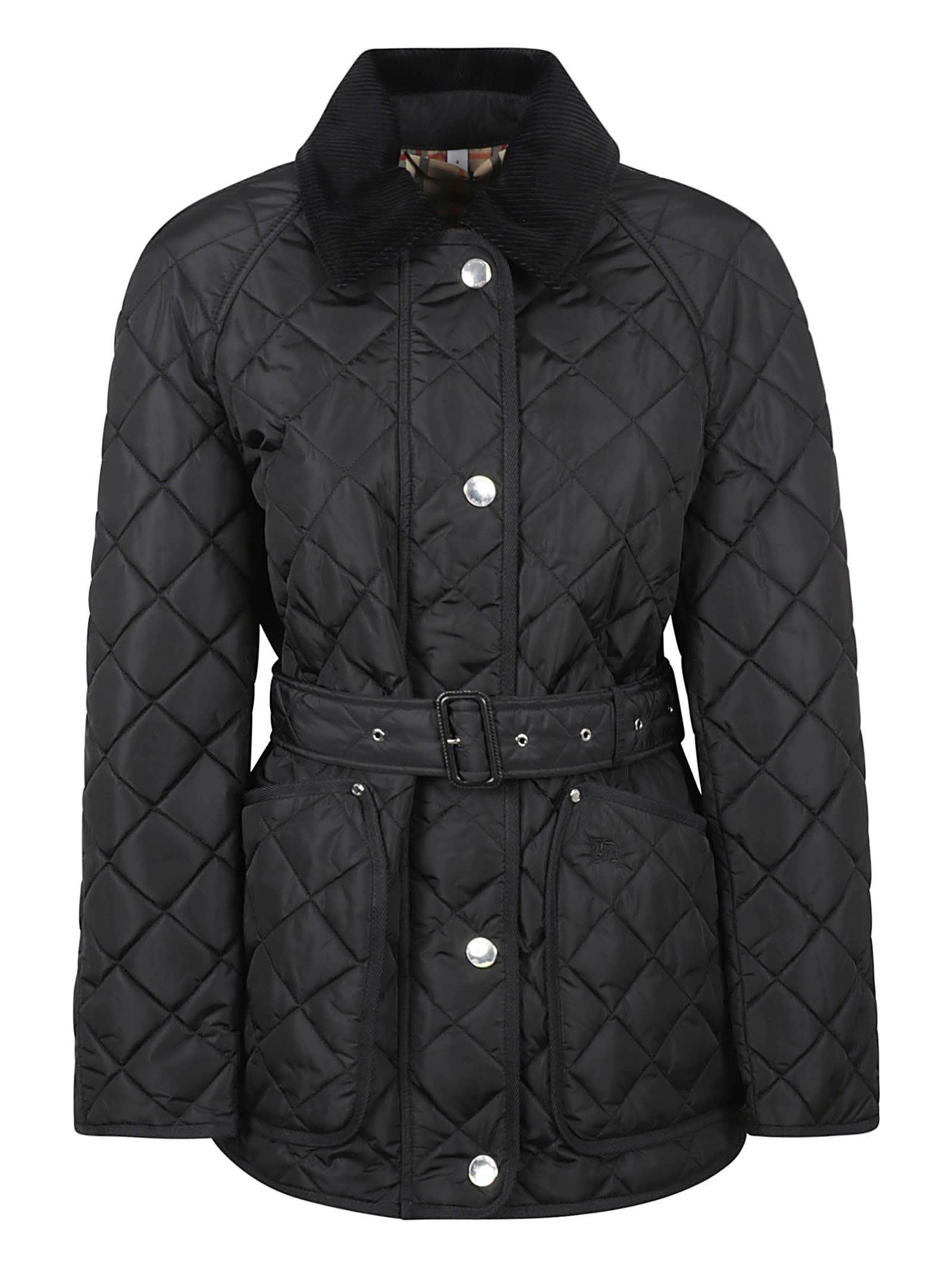 Burberry belted quilted jacket sale