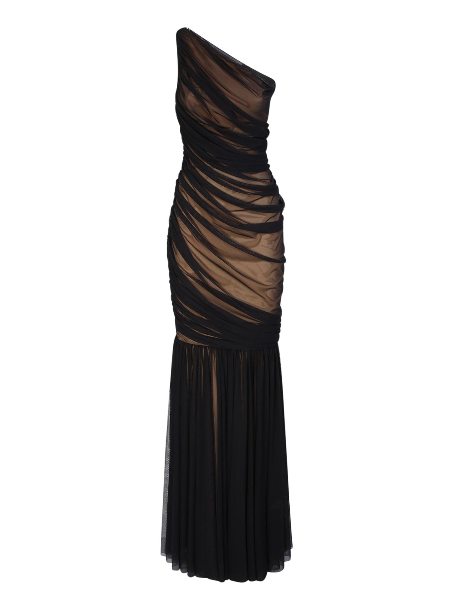 Norma Kamali 's Signature 'diana' Long Dress In Delicate Mesh With ...