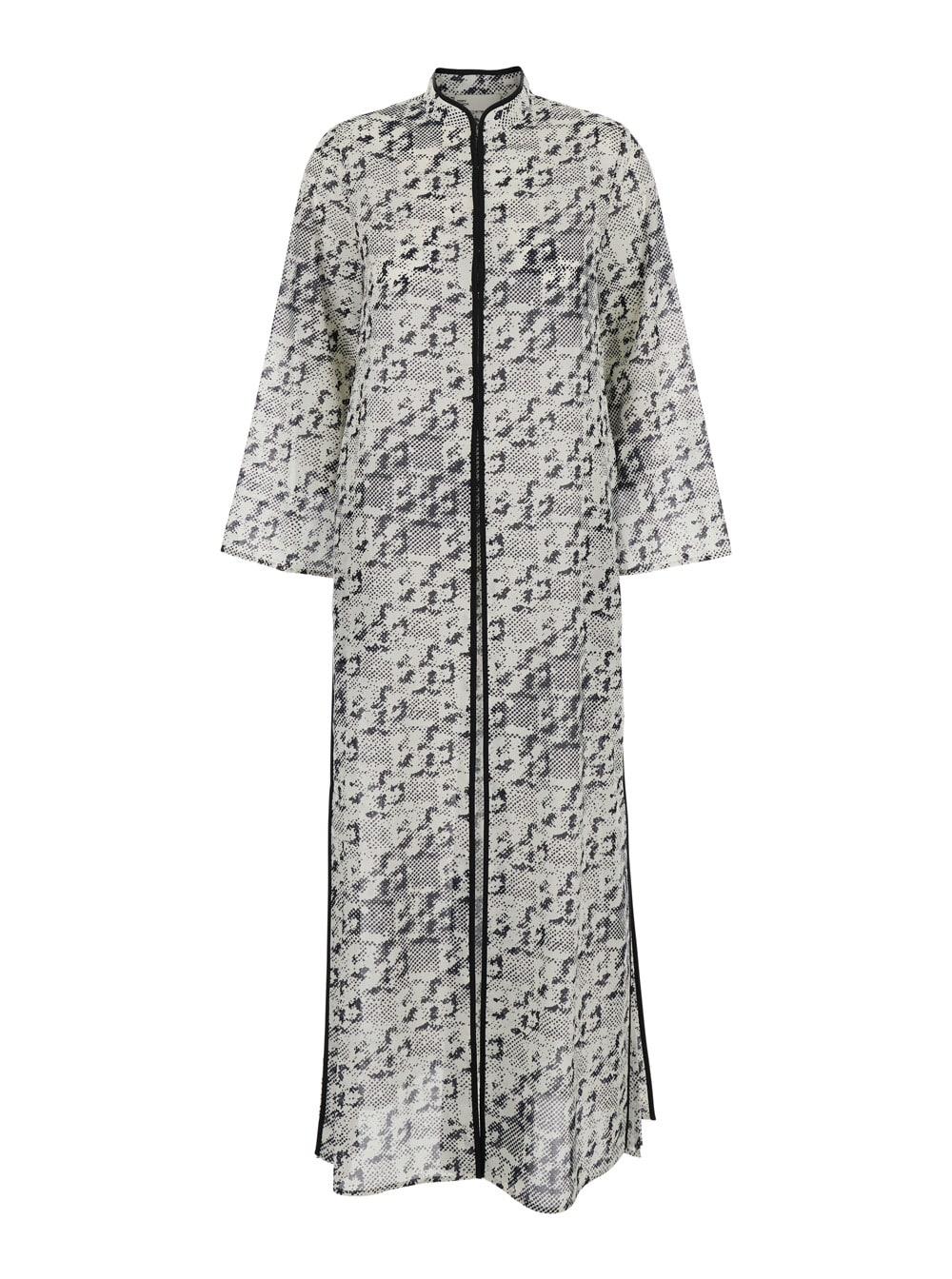 【可愛い柄♪】Tory Burch Grey Kaftan With Contrasting trim Tory Burch Kaftan With Contrasting Trims And Eyelet Closure