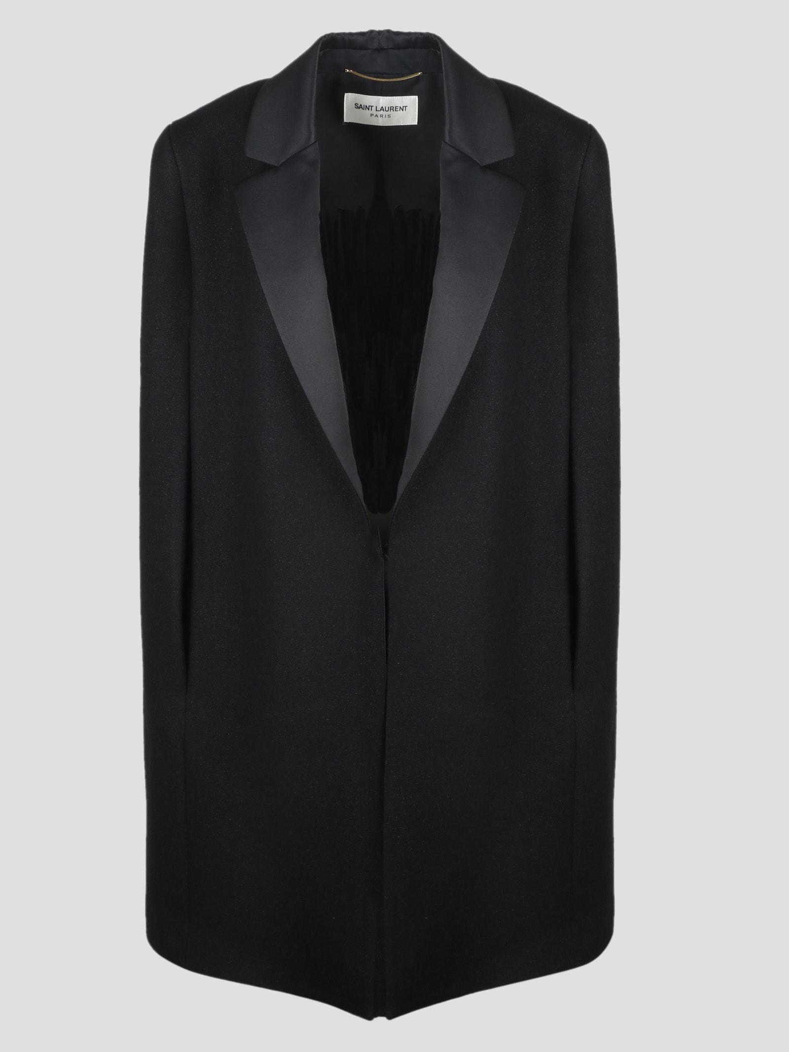 Saint Laurent Tuxedo Cape in Black Lyst