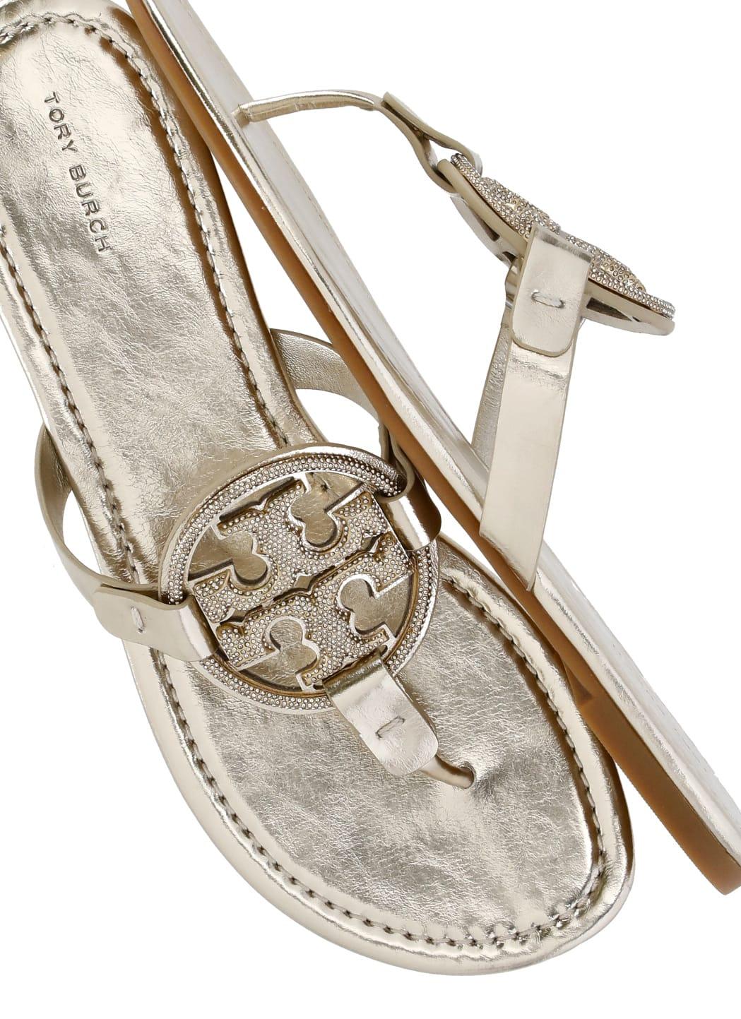 Tory burch gold sandals sales sale