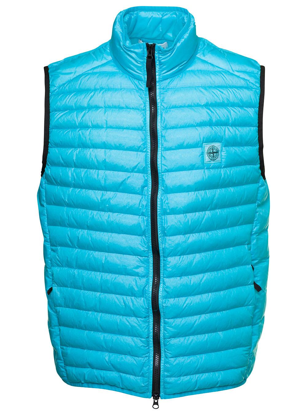 Stone Island Light E Vest With Logo Patch In Nylon Man in Blue for Men | Lyst